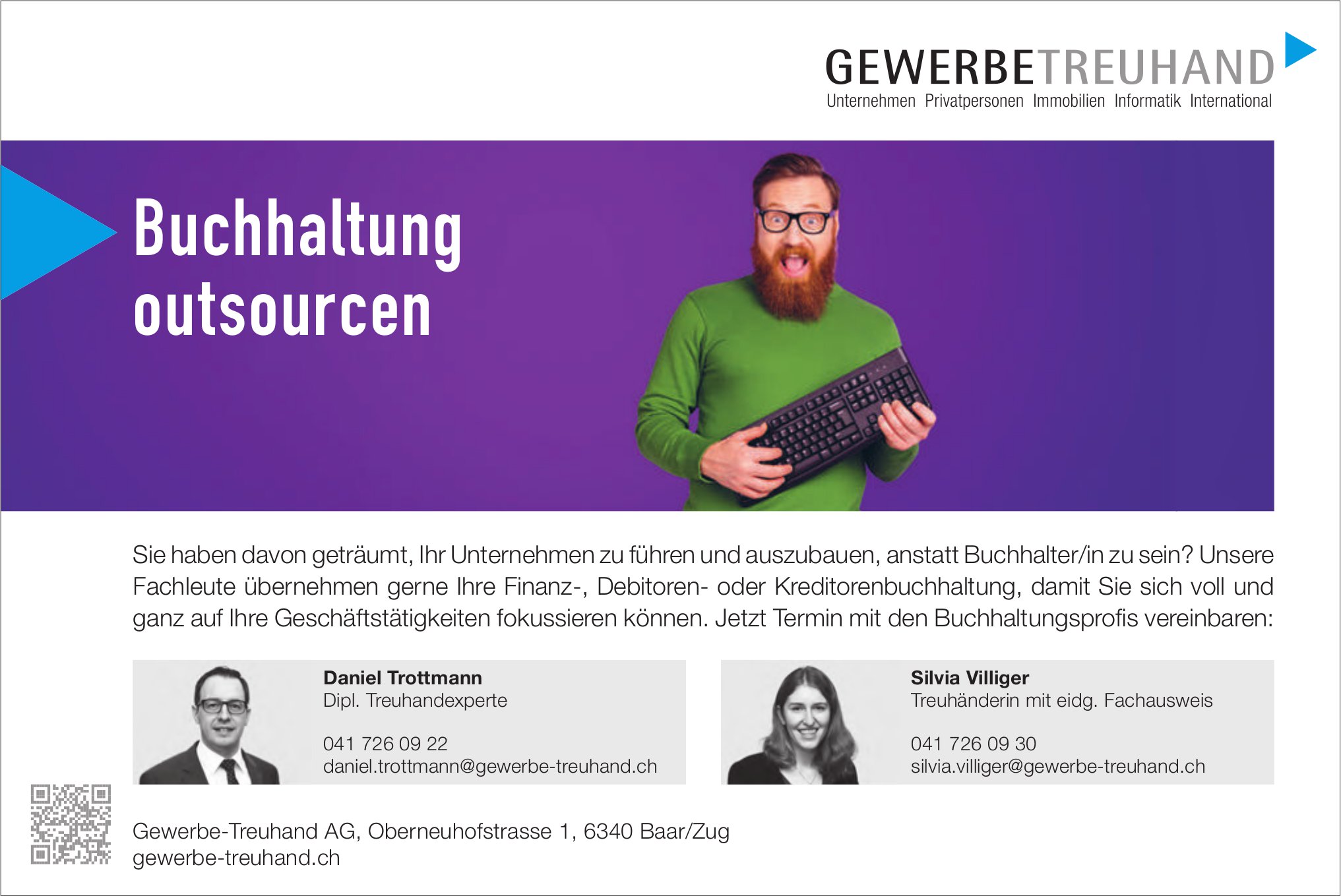 Gewerbe-Treuhand AG, Baar/Zug - Buchhaltung outsourcen