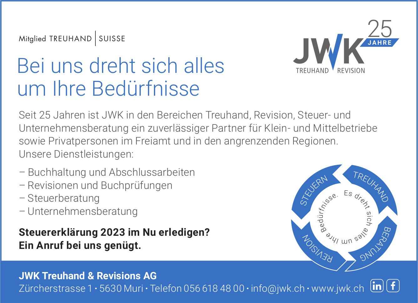 JWK Treuhand & Revisions AG, Muri - Steuererklärung