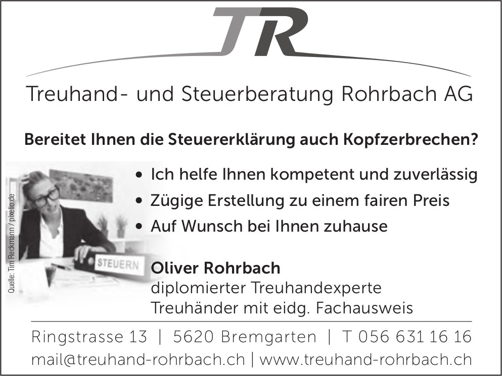 Treuhand- und Steuerberatung Rohrbach AG, Bremgarten - Steuererklärung