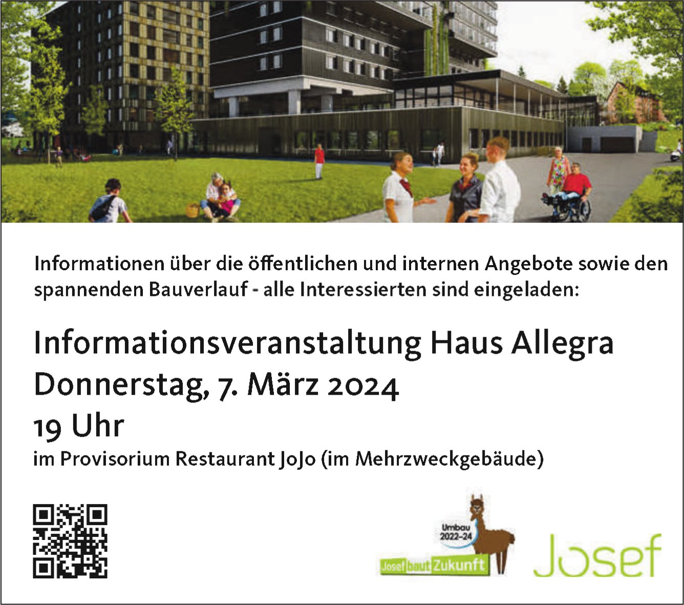 Informationsveranstaltung Haus Allegra, 7. März, Provisorium Restaurant Jojo (Mehrzweckgebäude)