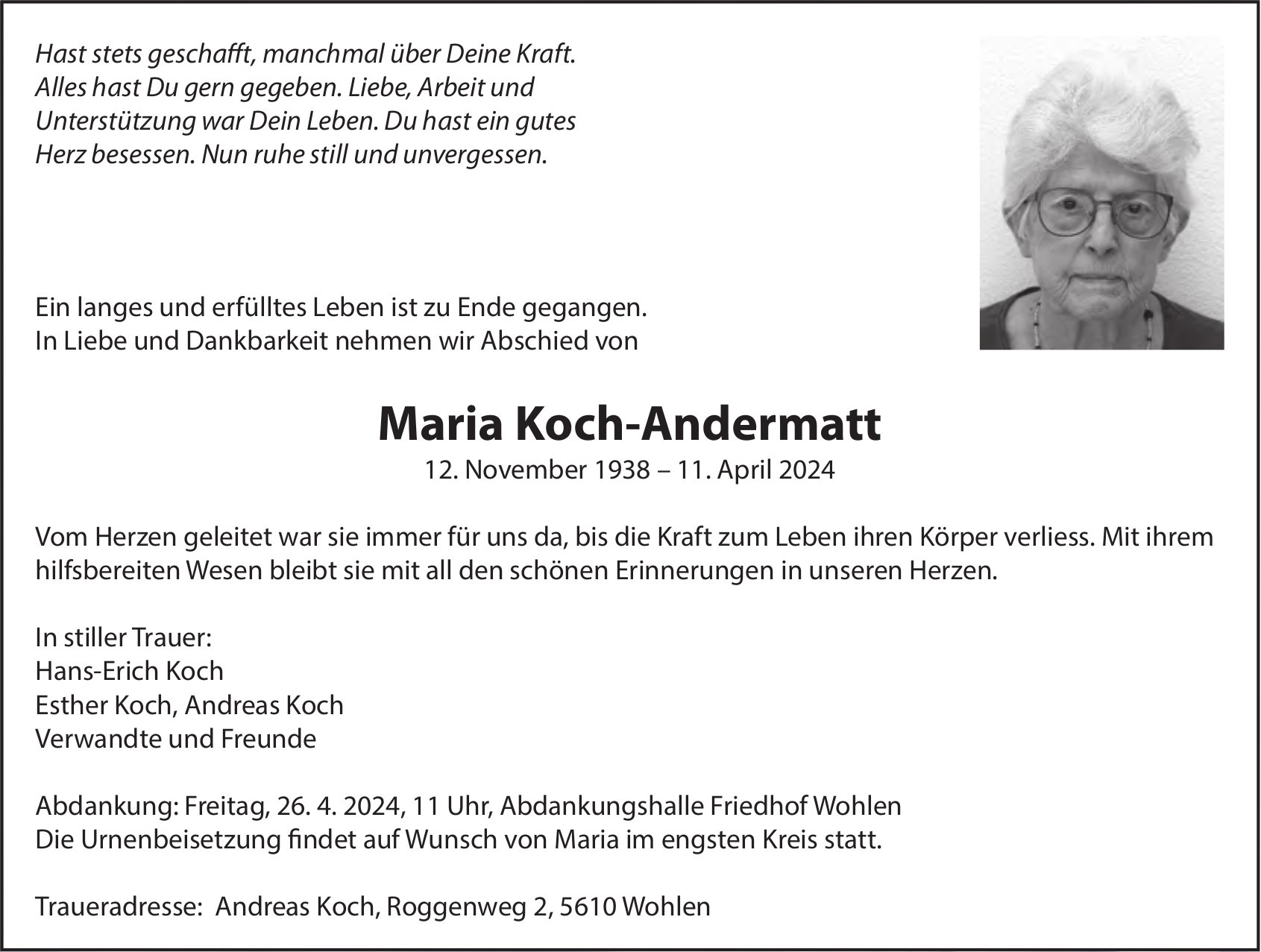 Maria Koch-Andermatt, April 2024 / TA