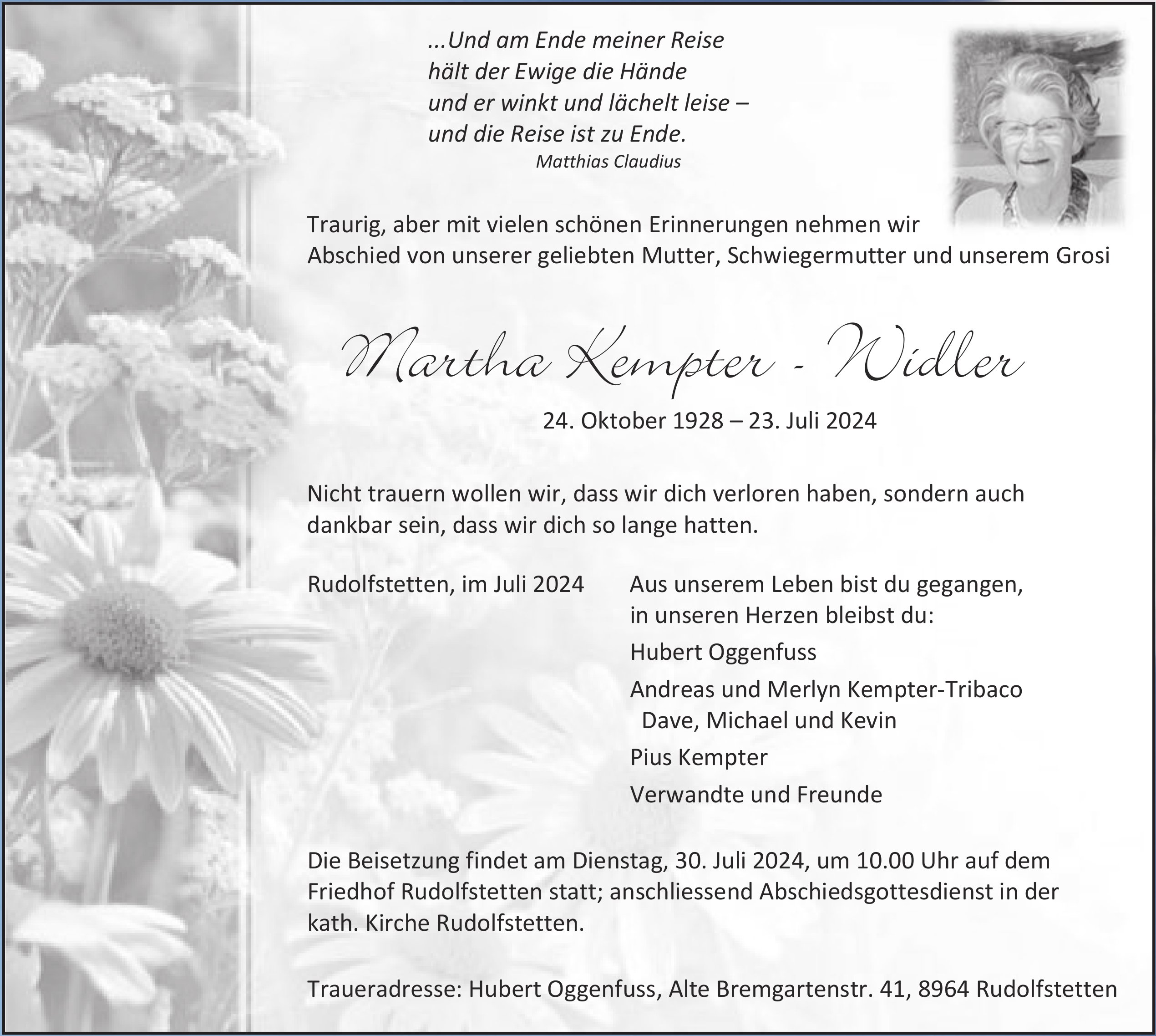 Martha Kempter - Widler, Juli 2024 / TA
