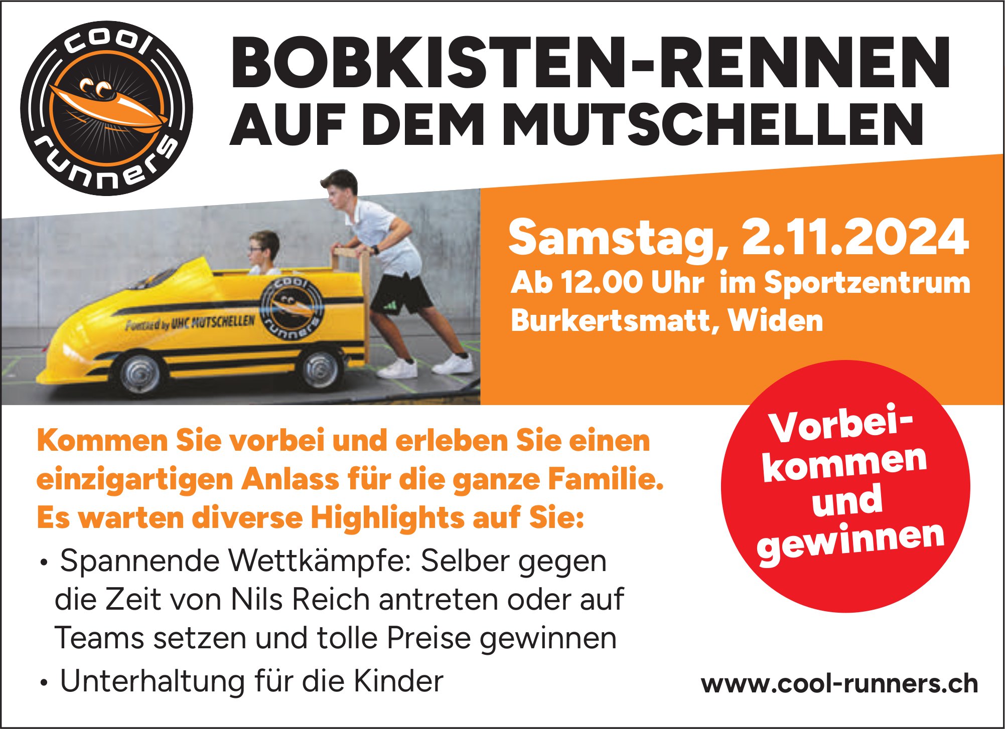 Bobkisten-Rennen, 2. November, Sportzentrum Burkertsmatt, Widen