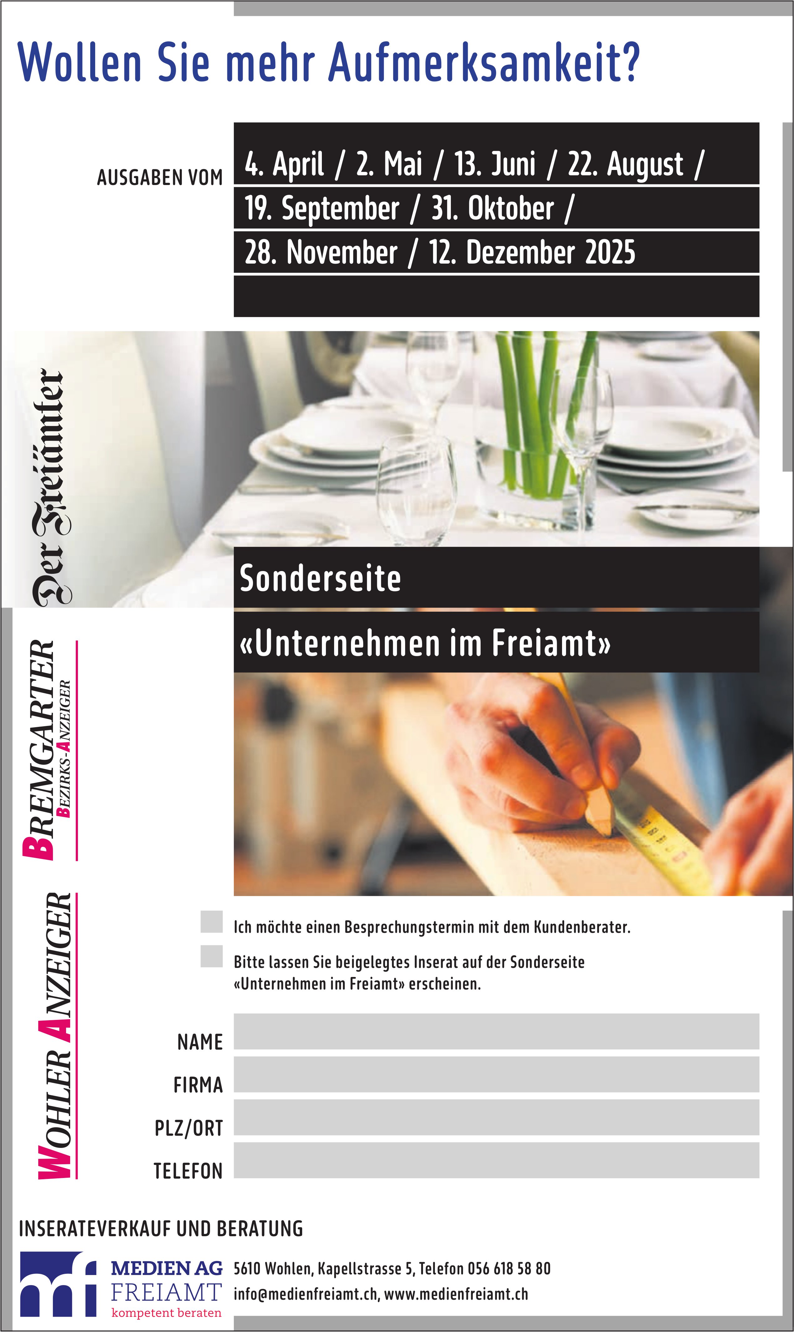 Medien AG Freiamt, Wohlen - Wollen Sie mehr Aufmerksamkeit?