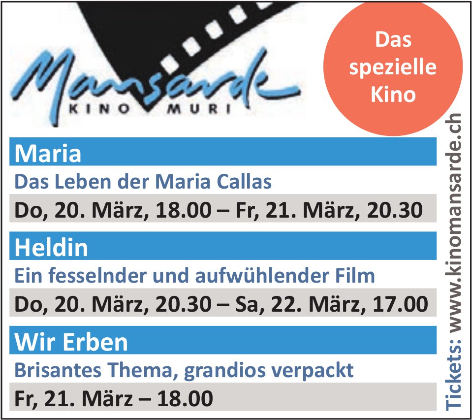 Mansarde Kino, Muri - Programm