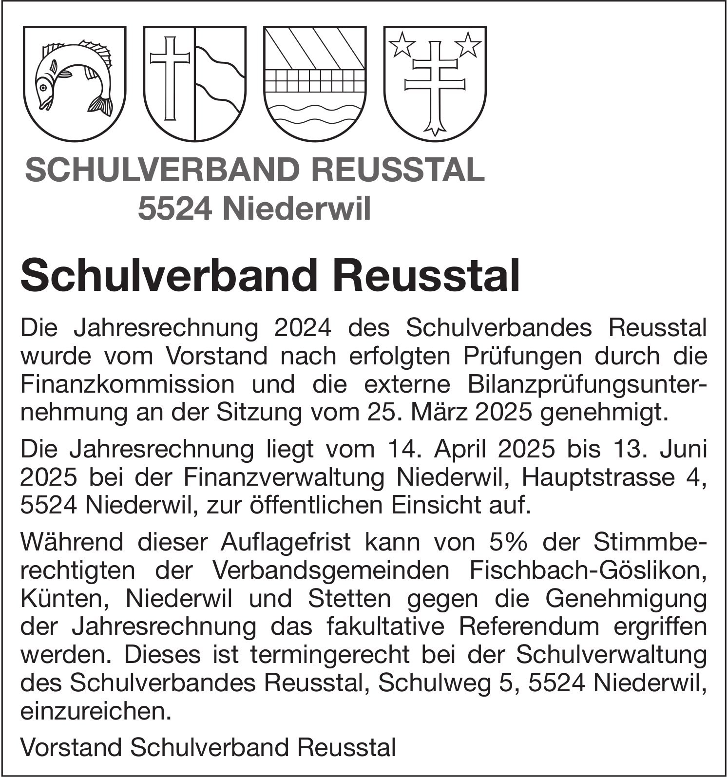 Niederwil - Schulverband Reusstal