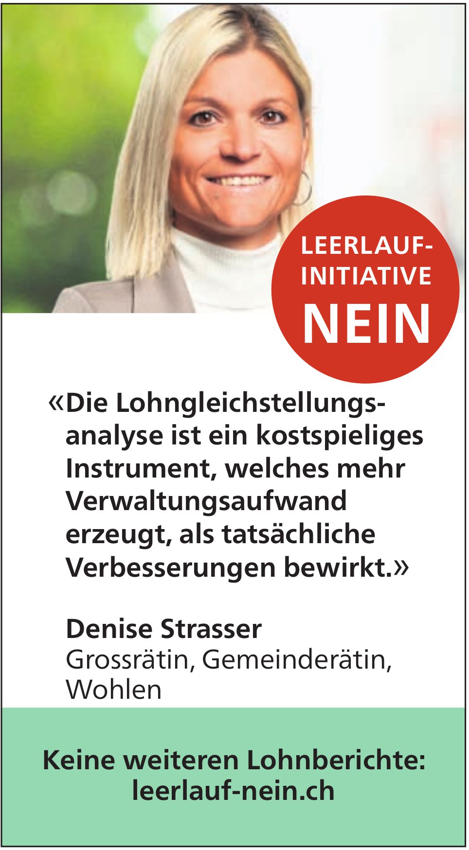 Leerlauf Nein, Wohlen - Leerlauf- Initiative Nein