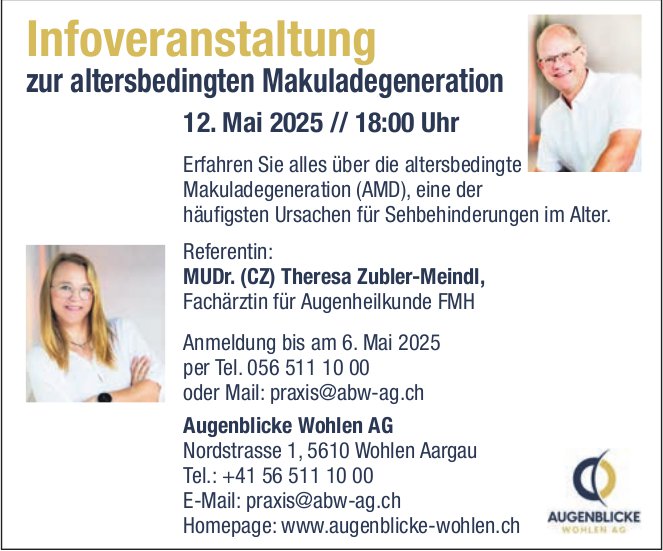 Infoveranstaltung zur altersbedingten Makuladegeneration, 12. Mai