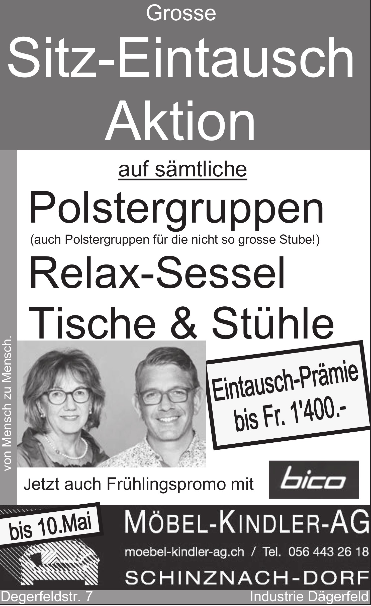 Moebel Kindler AG, Schinznach-Dorf - Grosse Sitz-Eintausch Aktion
