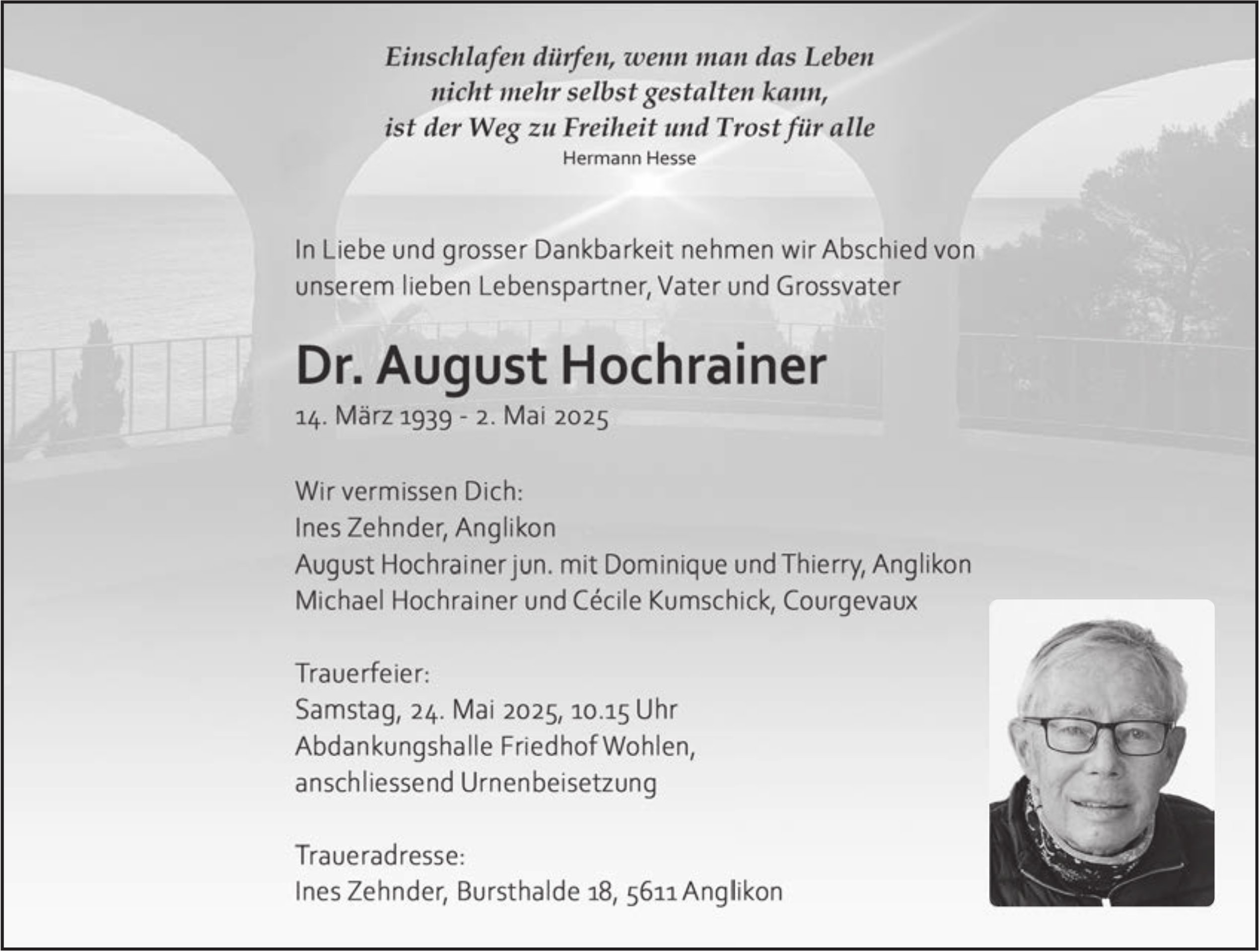 Dr. August Hochrainer, Mai 2025 / TA