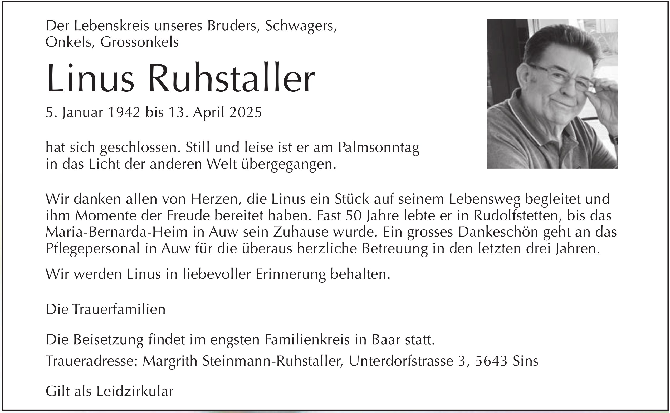 Linus Ruhstaller, April 2025 / TA