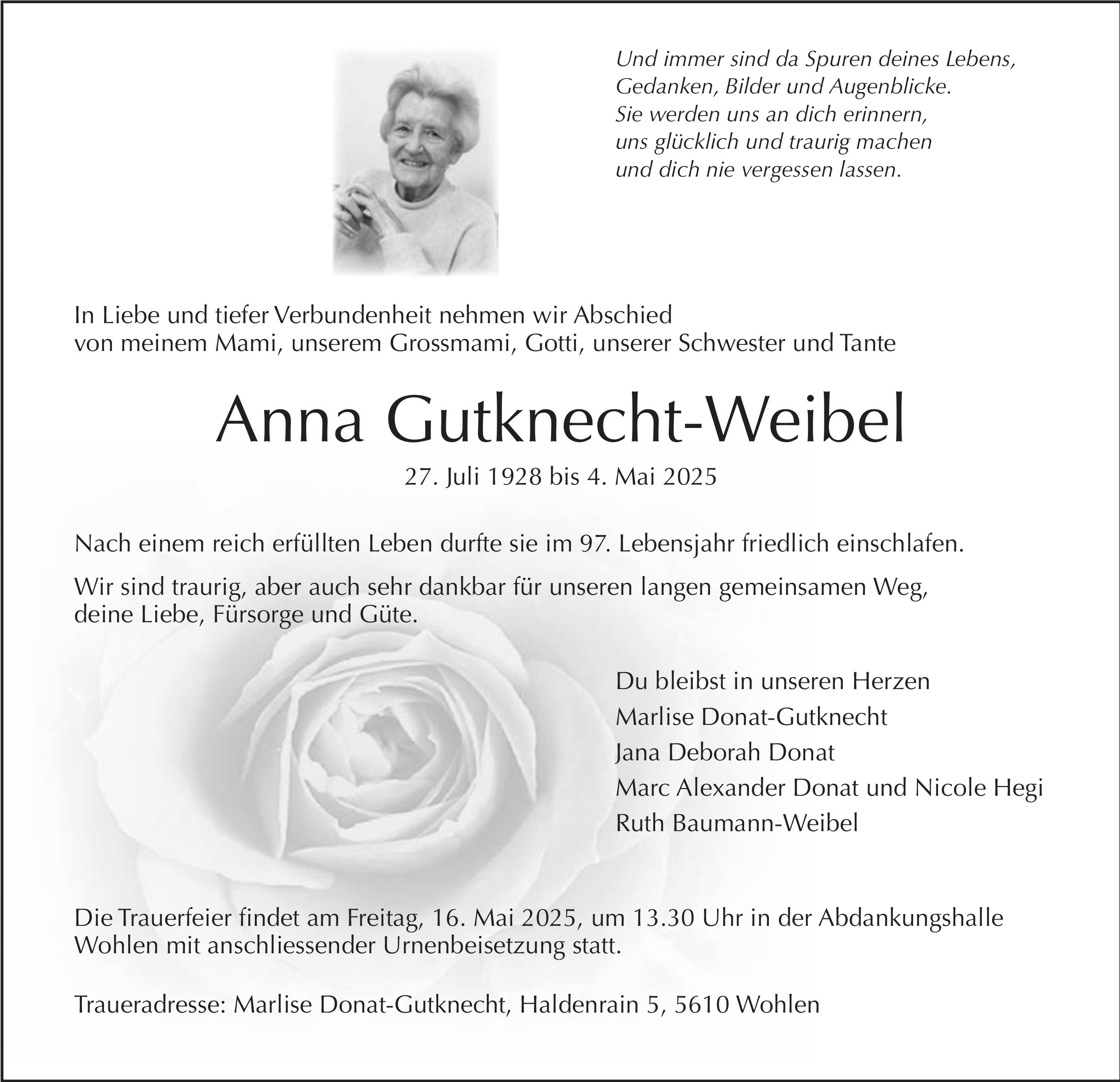 Anna Gutknecht-Weibel, Mai 2025 / TA
