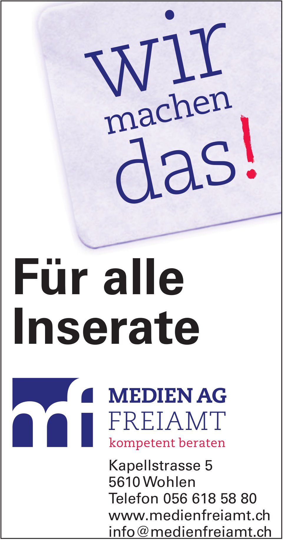 Medien AG Freiamt, Wohlen - Für alle Inserate
