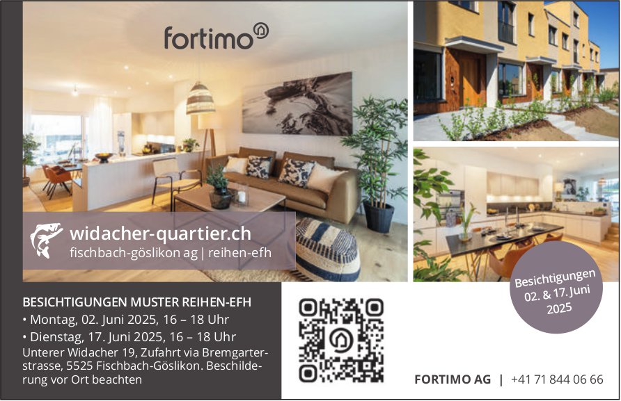 Besichtigungen Muster Reihen-EFH, 2. - 17. Juni, Fischbach-Göslikon AG