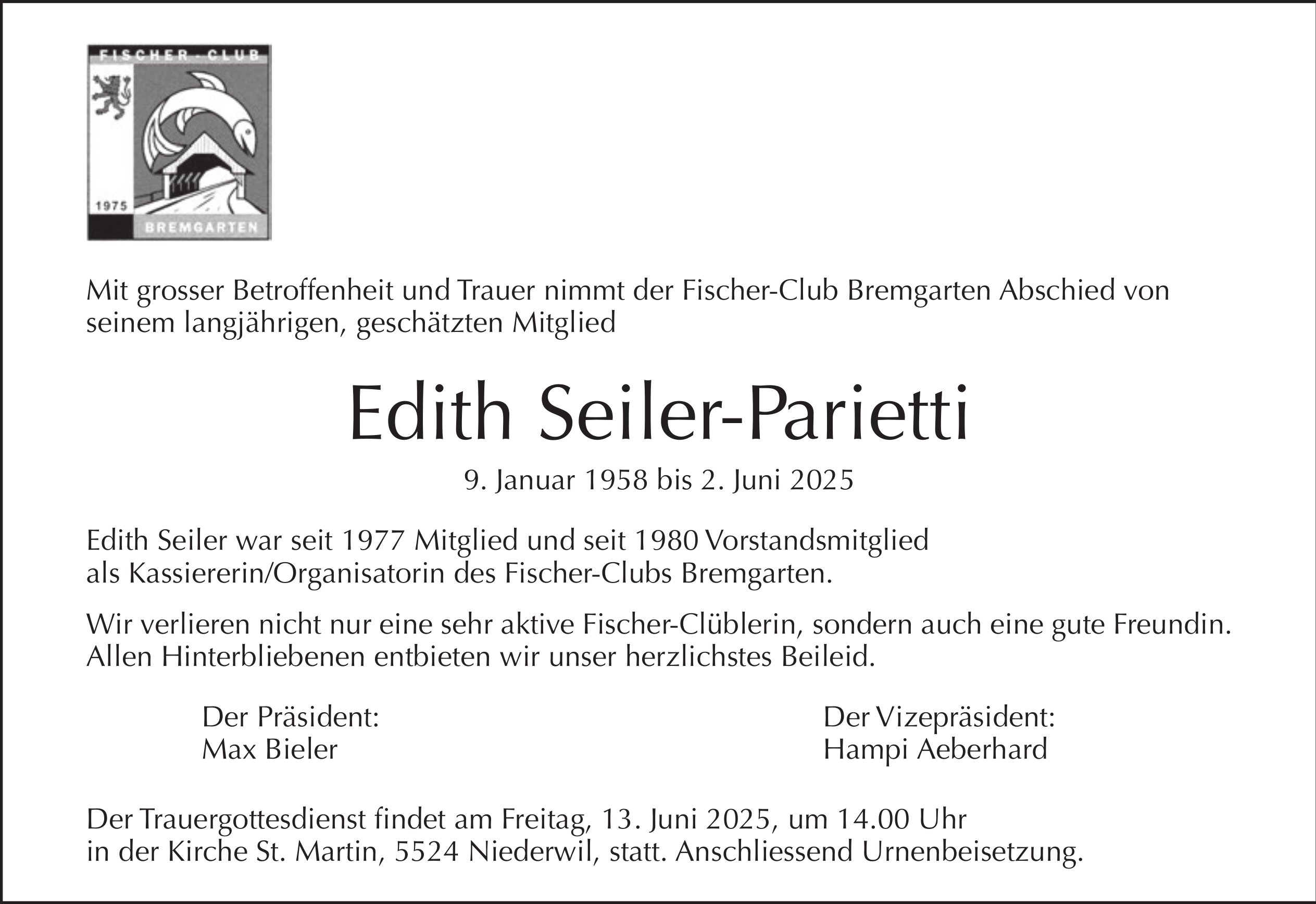 Edith Seiler-Parietti, Juni 2025 / TA
