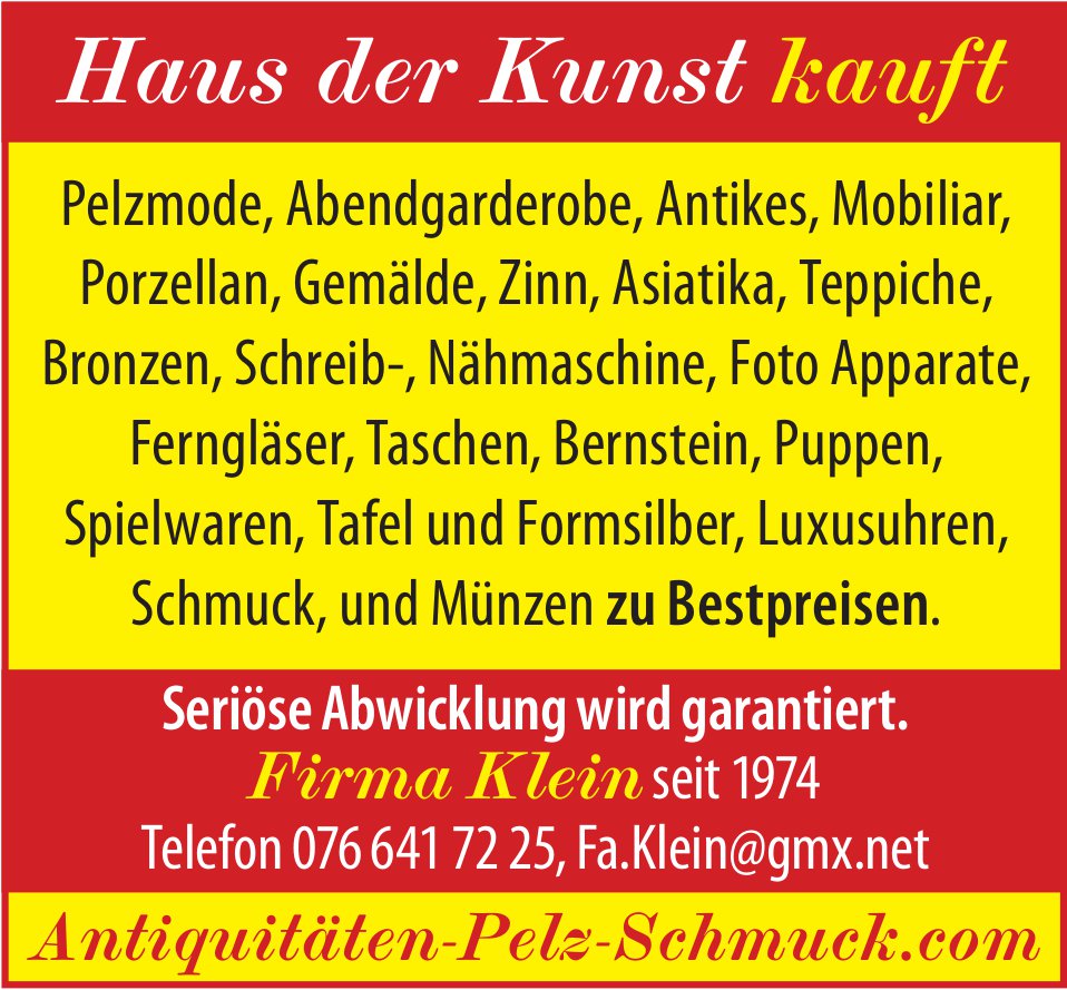 Firma Klein, Haus der Kunst kauft