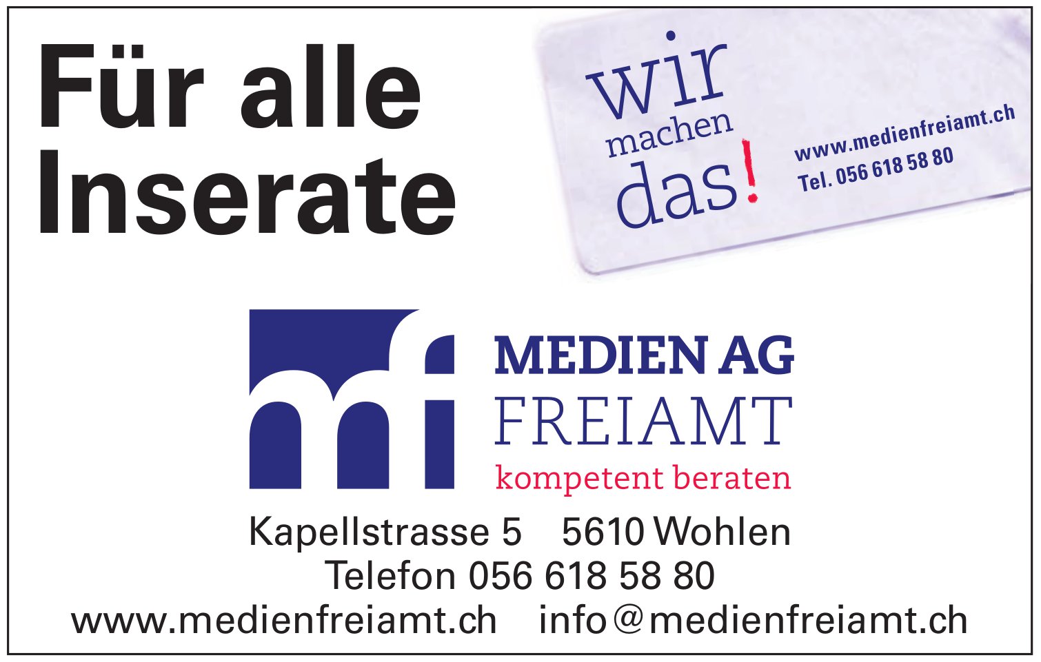 Medien AG Freiamt, Wohlen - Für alle Inserate
