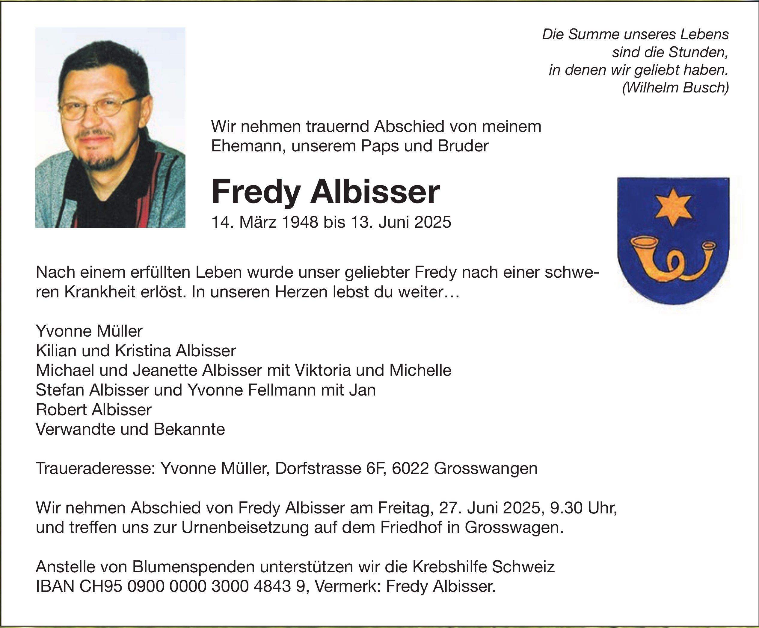Fredy Albisser, Juni 2025 / TA