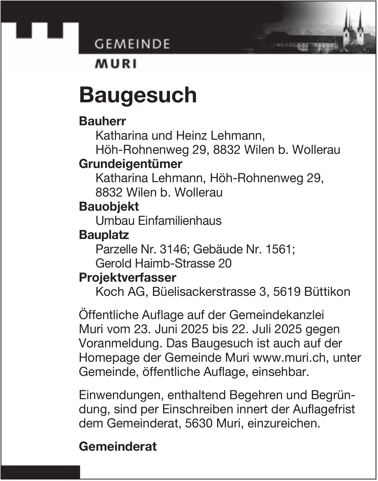 Baugesuch, Muri