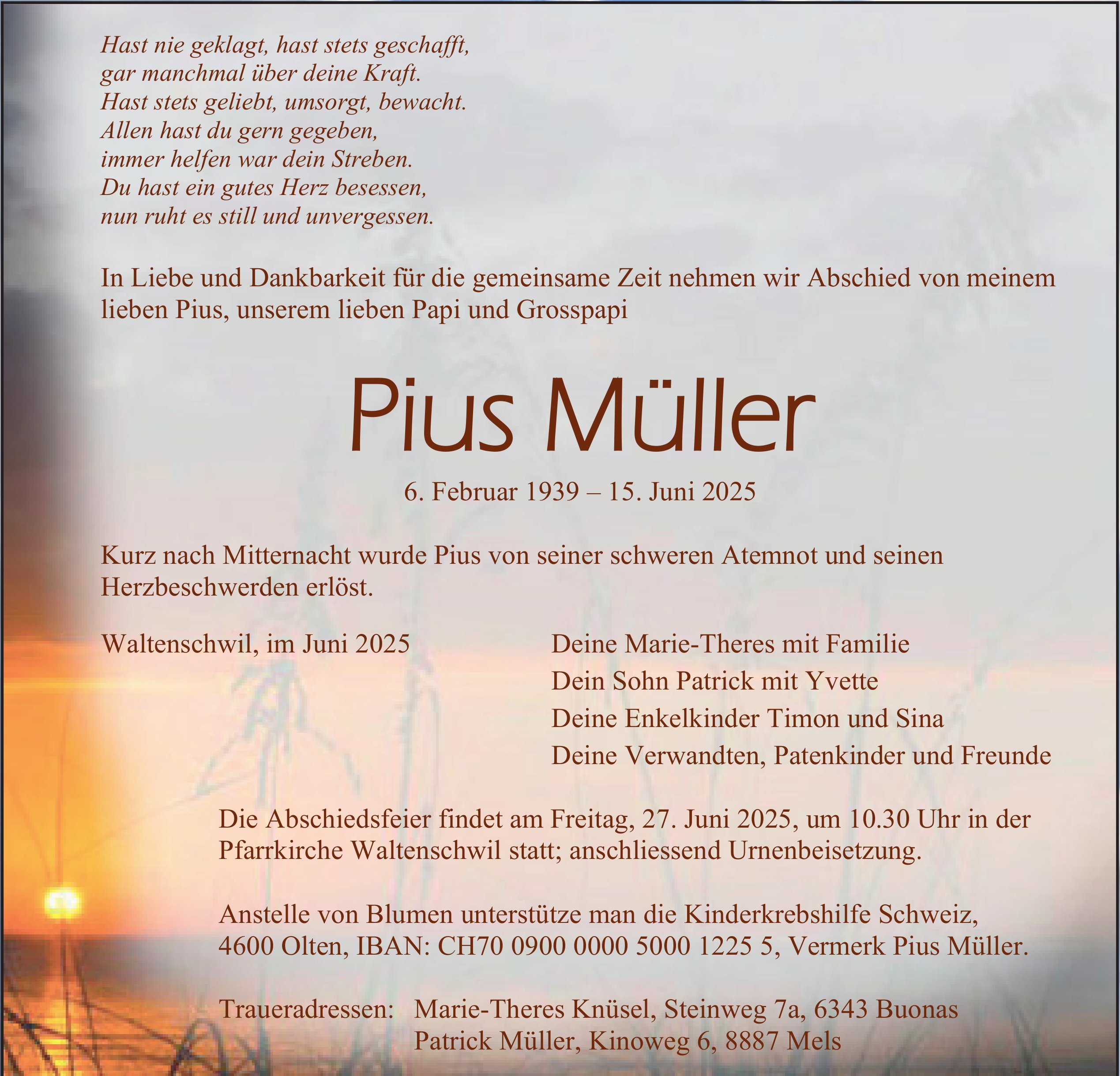 Pius Müller, Juni 2025 / TA