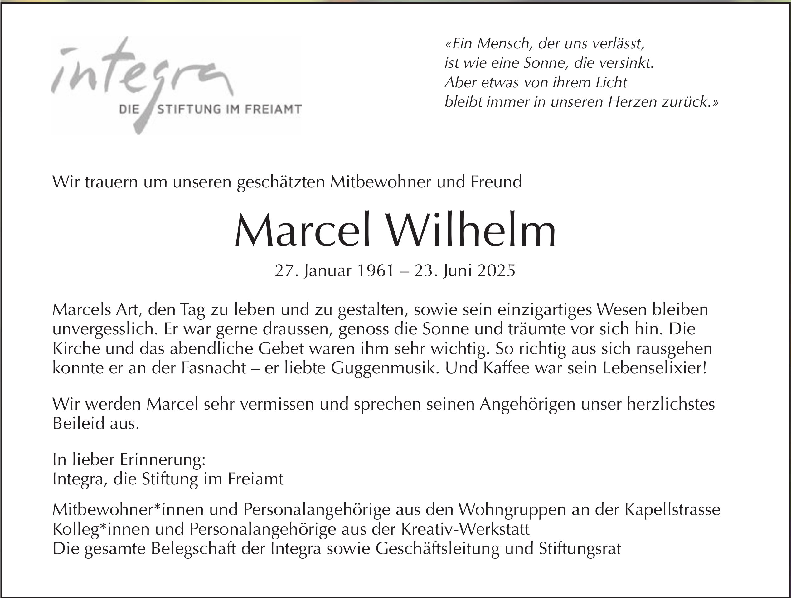 Marcel Wilhelm, Juni 2025 / TA