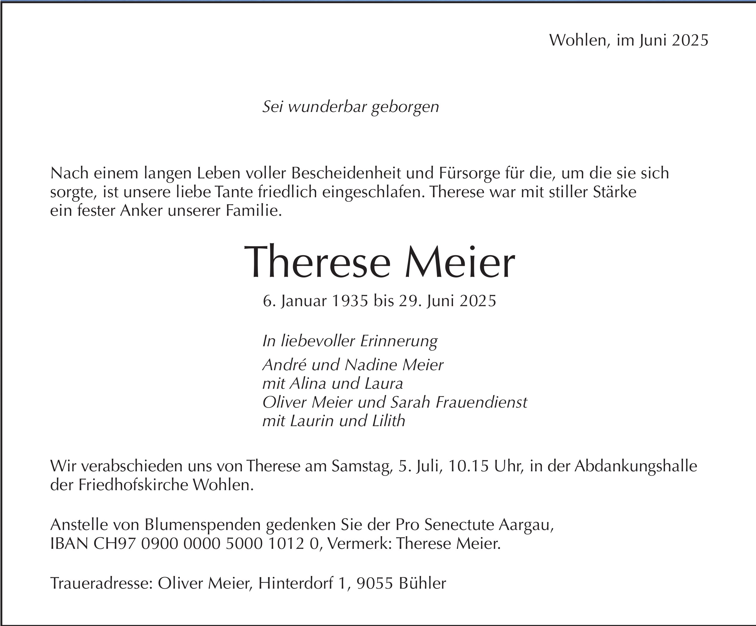 Therese Meier, Juni 2025 / TA