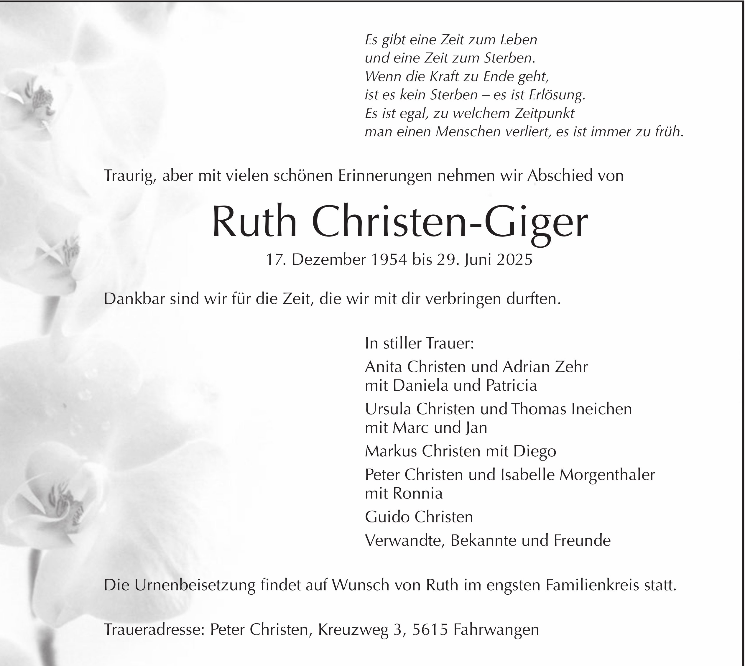 Ruth Christen-Giger, Juni 2025 / TA