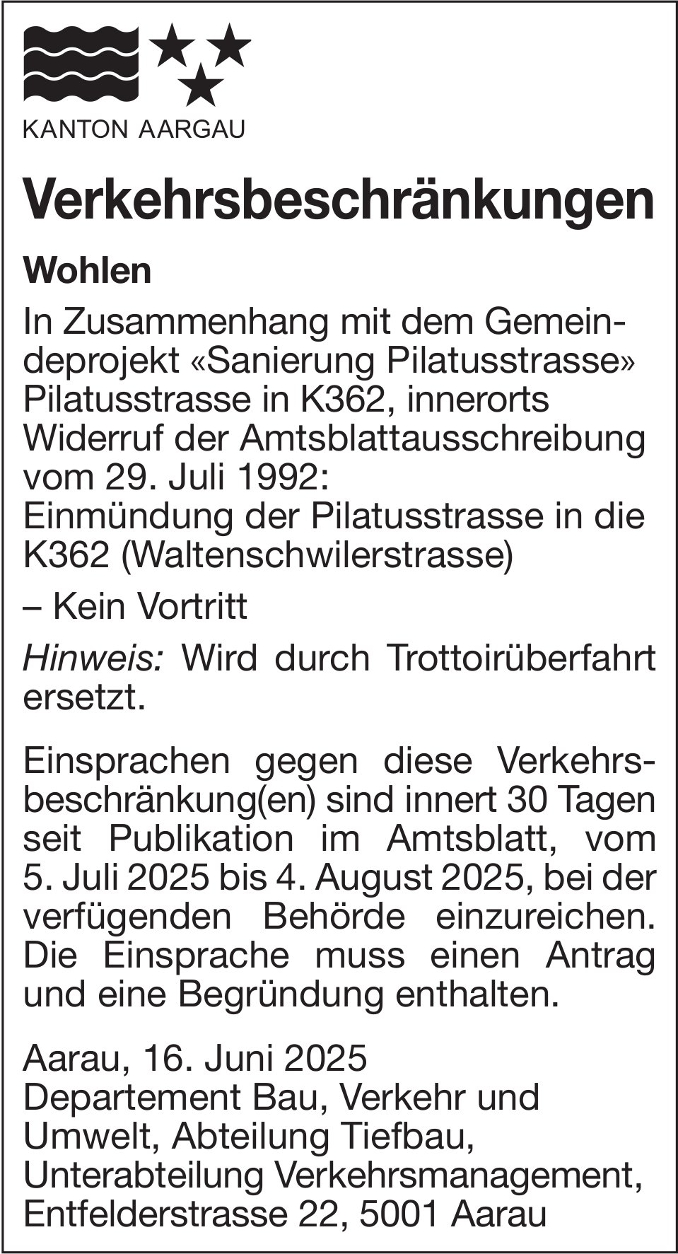 Aarau - Verkehrsbeschränkungen