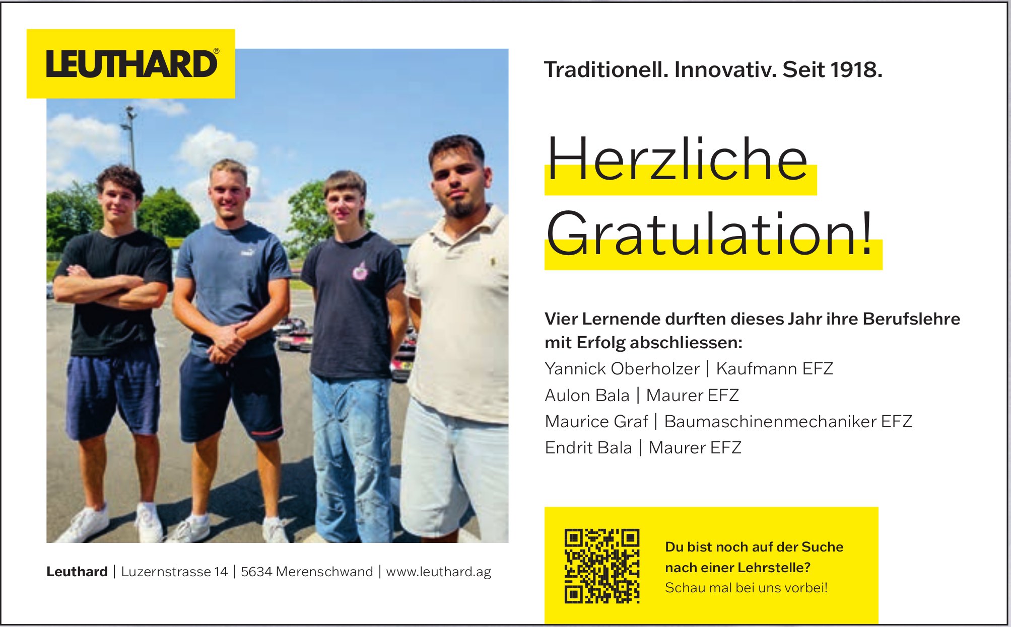 Leuthard AG, Herzliche Gratulation!