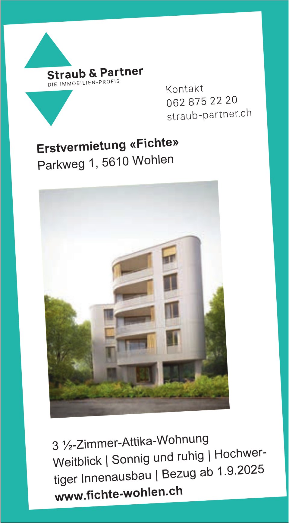 3½-Zimmer-Attika-Wohnung, Wohlen, zu vermieten