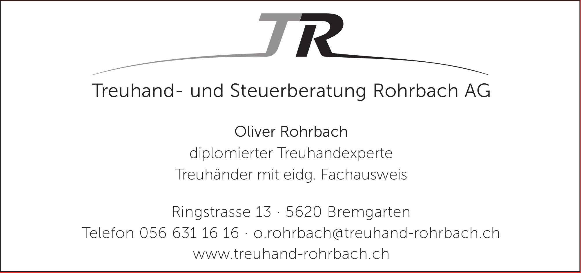 Treuhand- und Steuerberatung Rohrbach AG, Bremgarten - Oliver Rohrbach