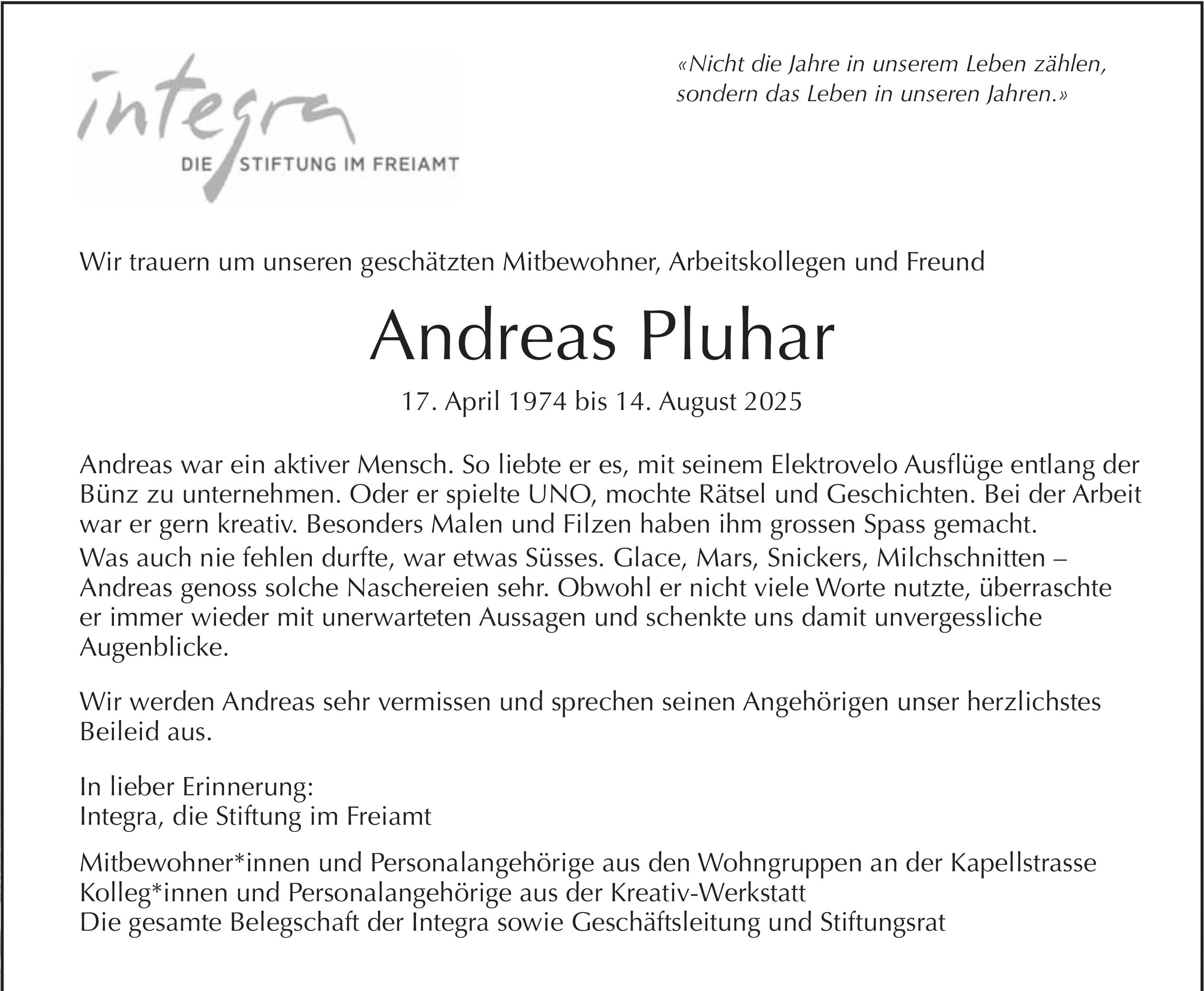 Andreas Pluhar, August 2025 / TA