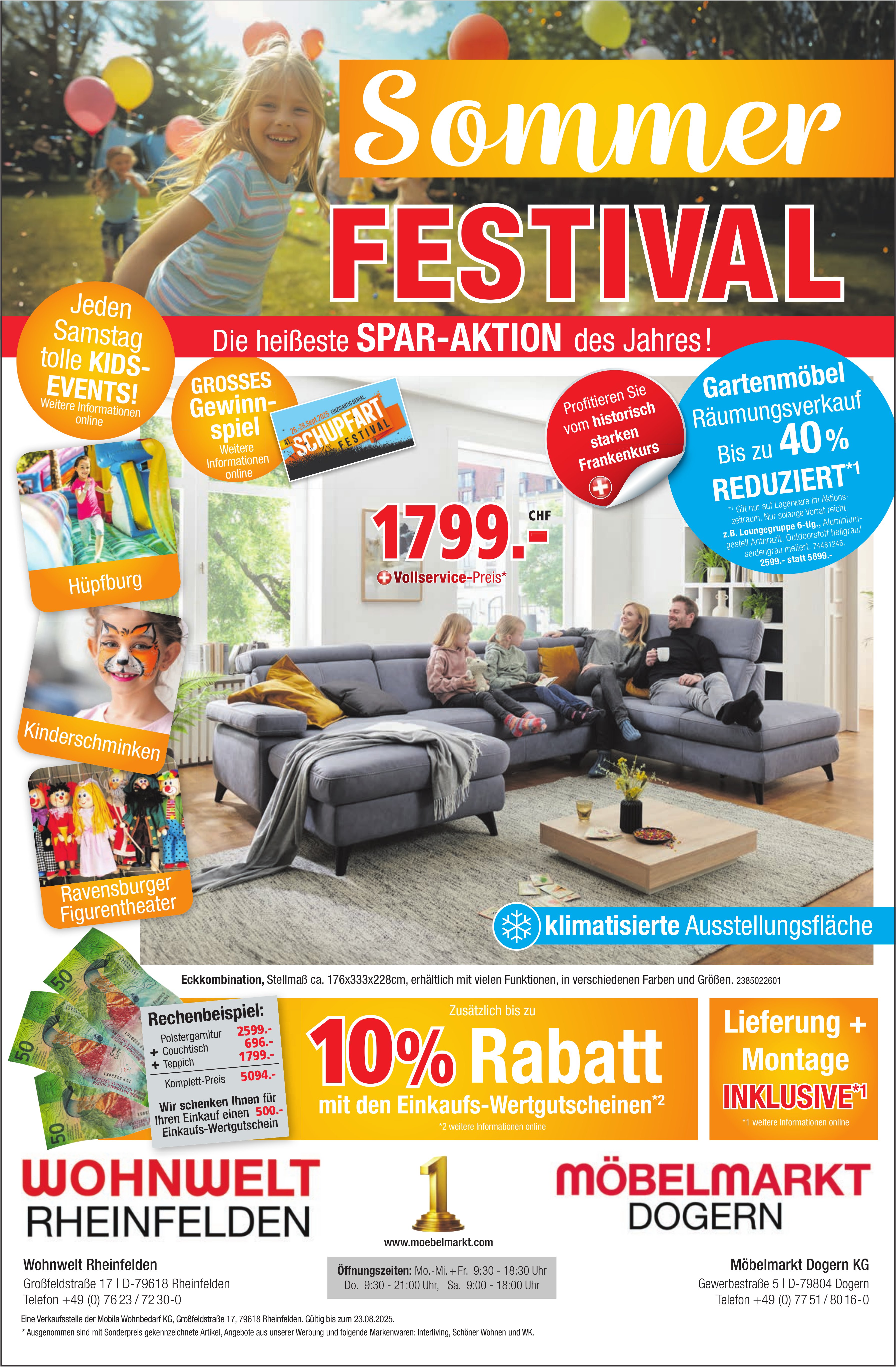 Sommer Festival, Wohnwelt Rheinfelden / Möbelmarkt Dogern