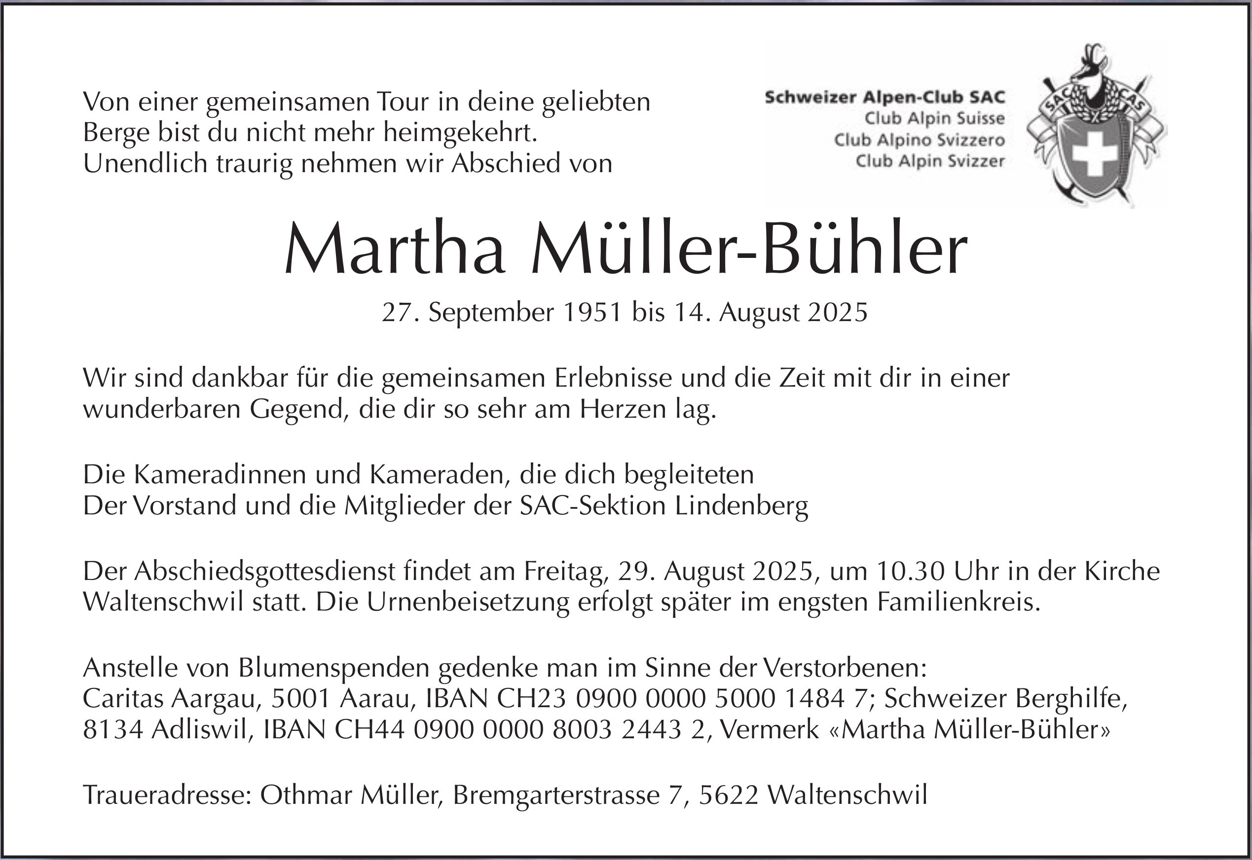 Martha Müller-Bühler, August 2025 / TA