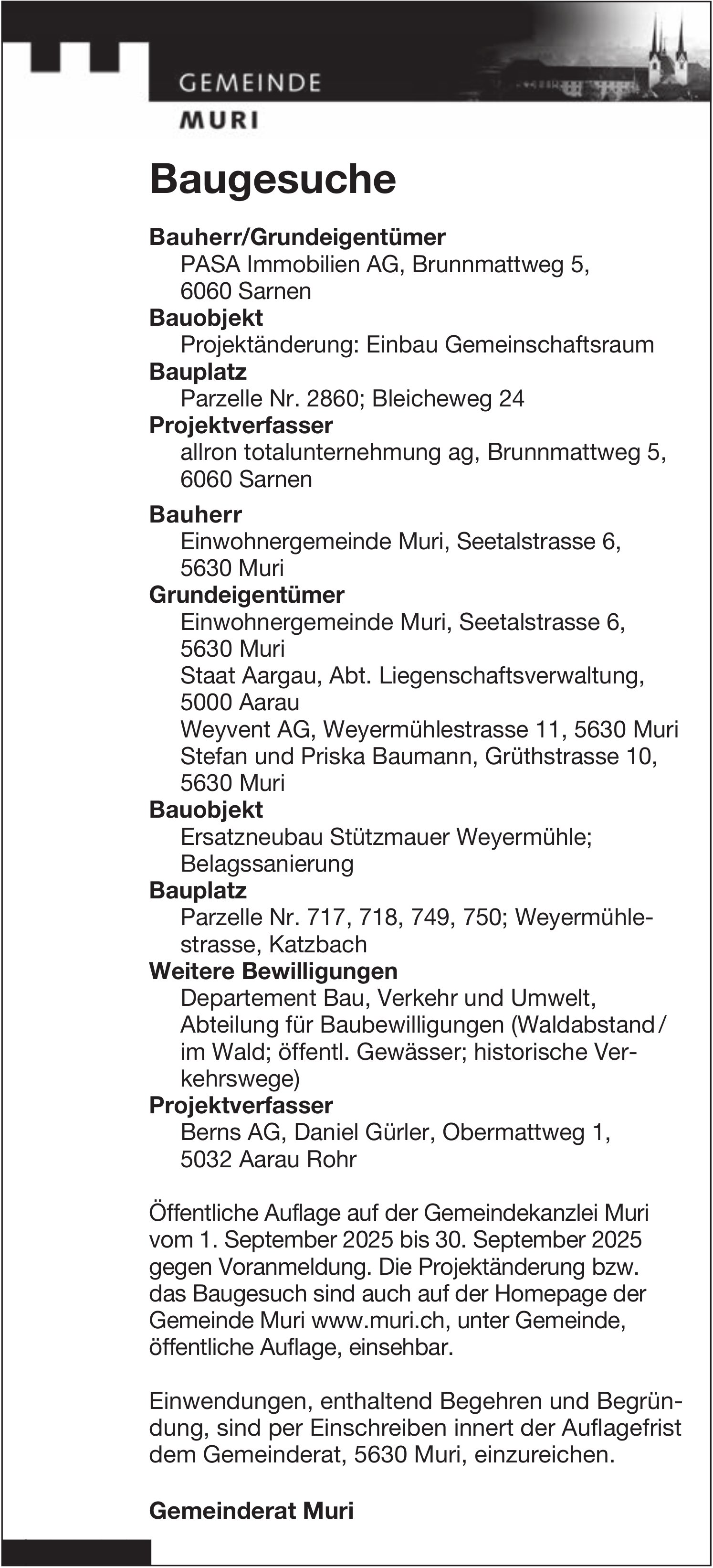 Baugesuche - Gemeinde Muri