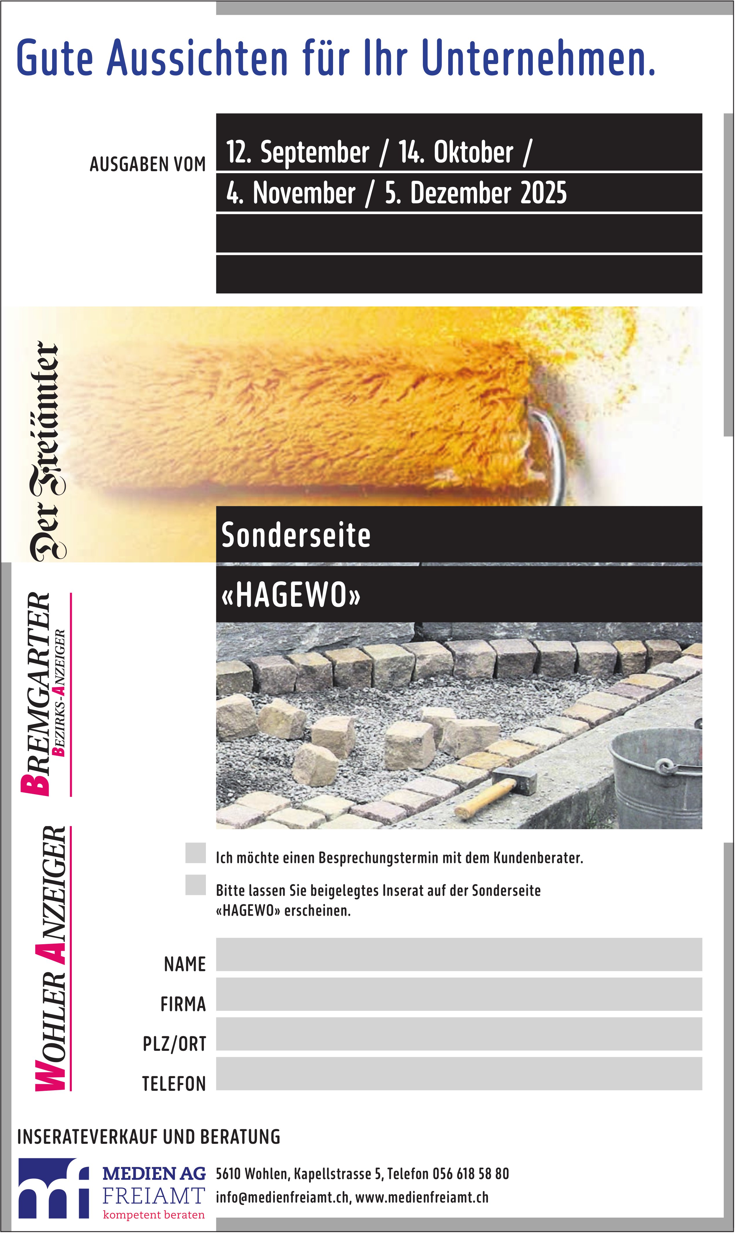 Medien AG Freiamt, Wohlen - Sonderseite «HAGEWO» - Gute Aussichten für Ihr Unternehmen