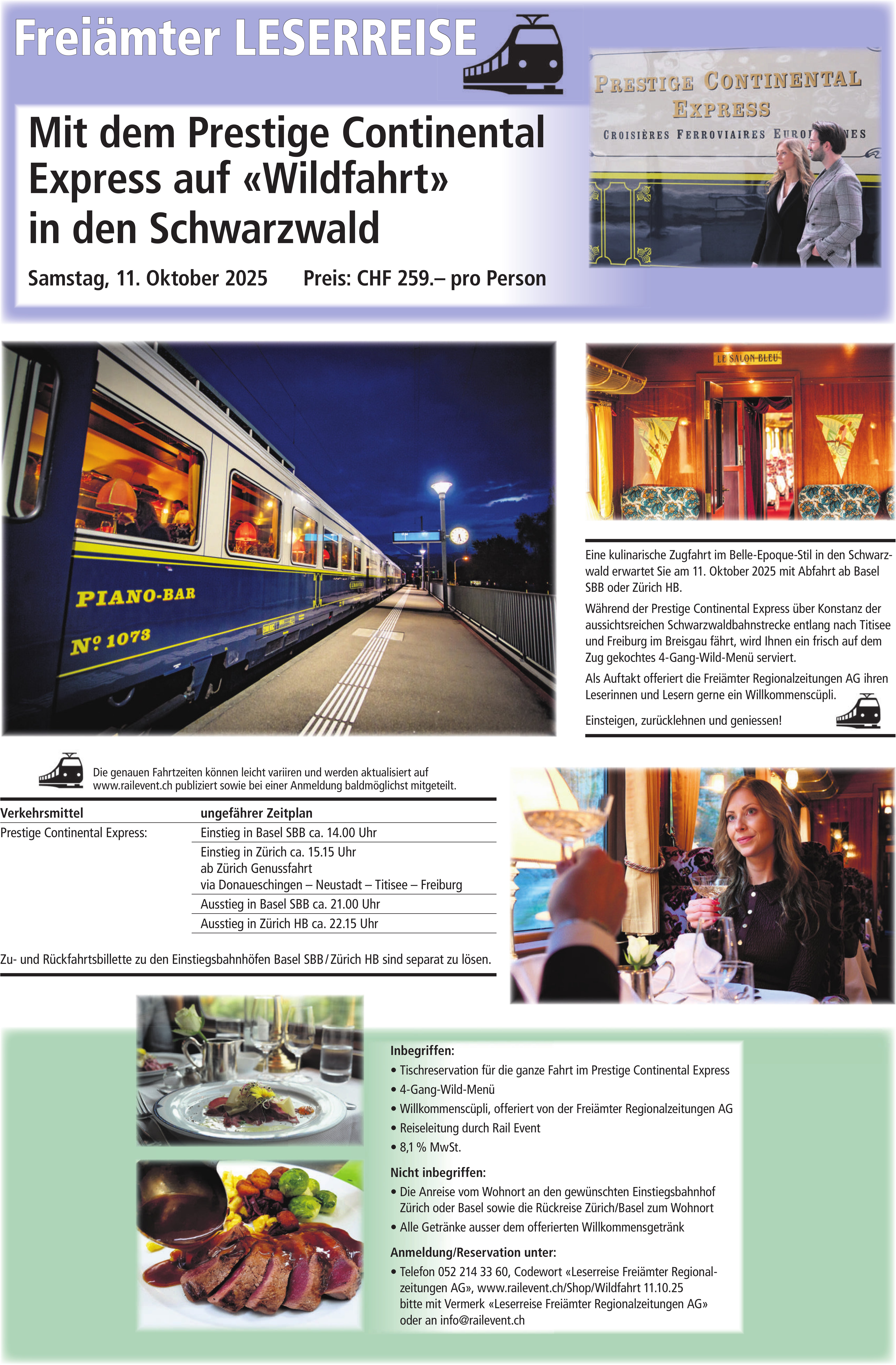 Mit dem Prestige Continental Express auf «Wildfahrt» in den Schwarzwald, 11. Oktober, Basel