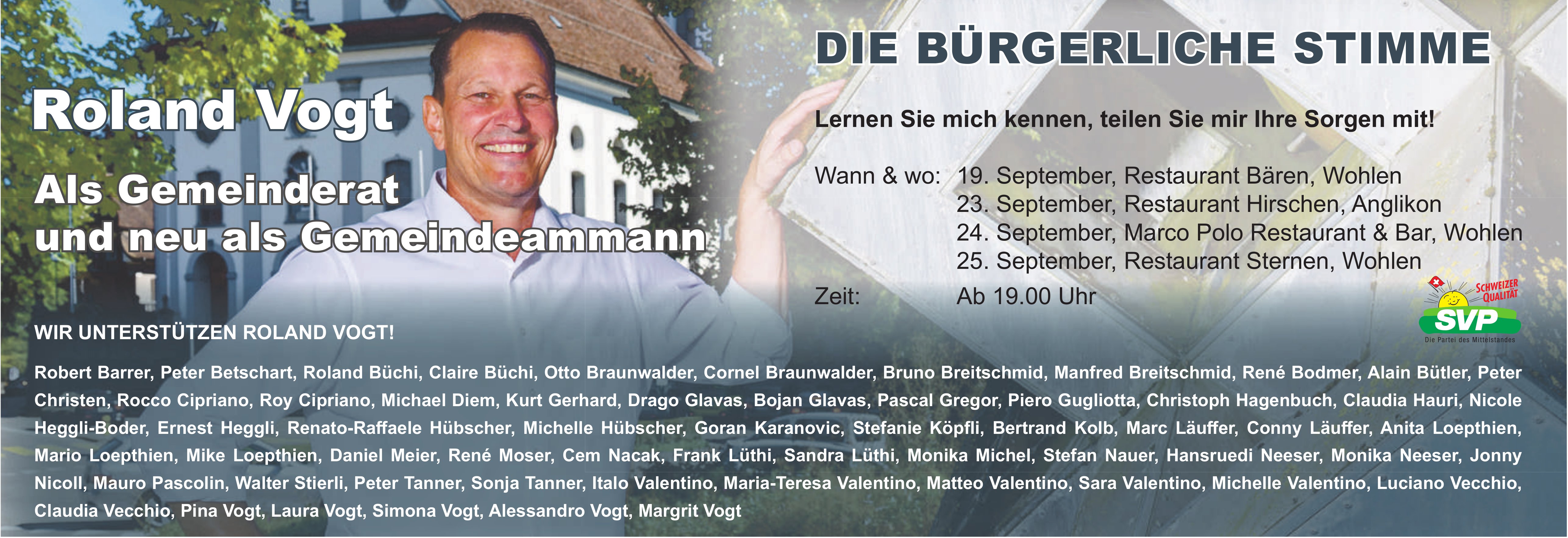 Roland Vogt, Als Gemeinderat und neu als Gemeindeammann, 19.& 23. - 25. September, Hagenbuch