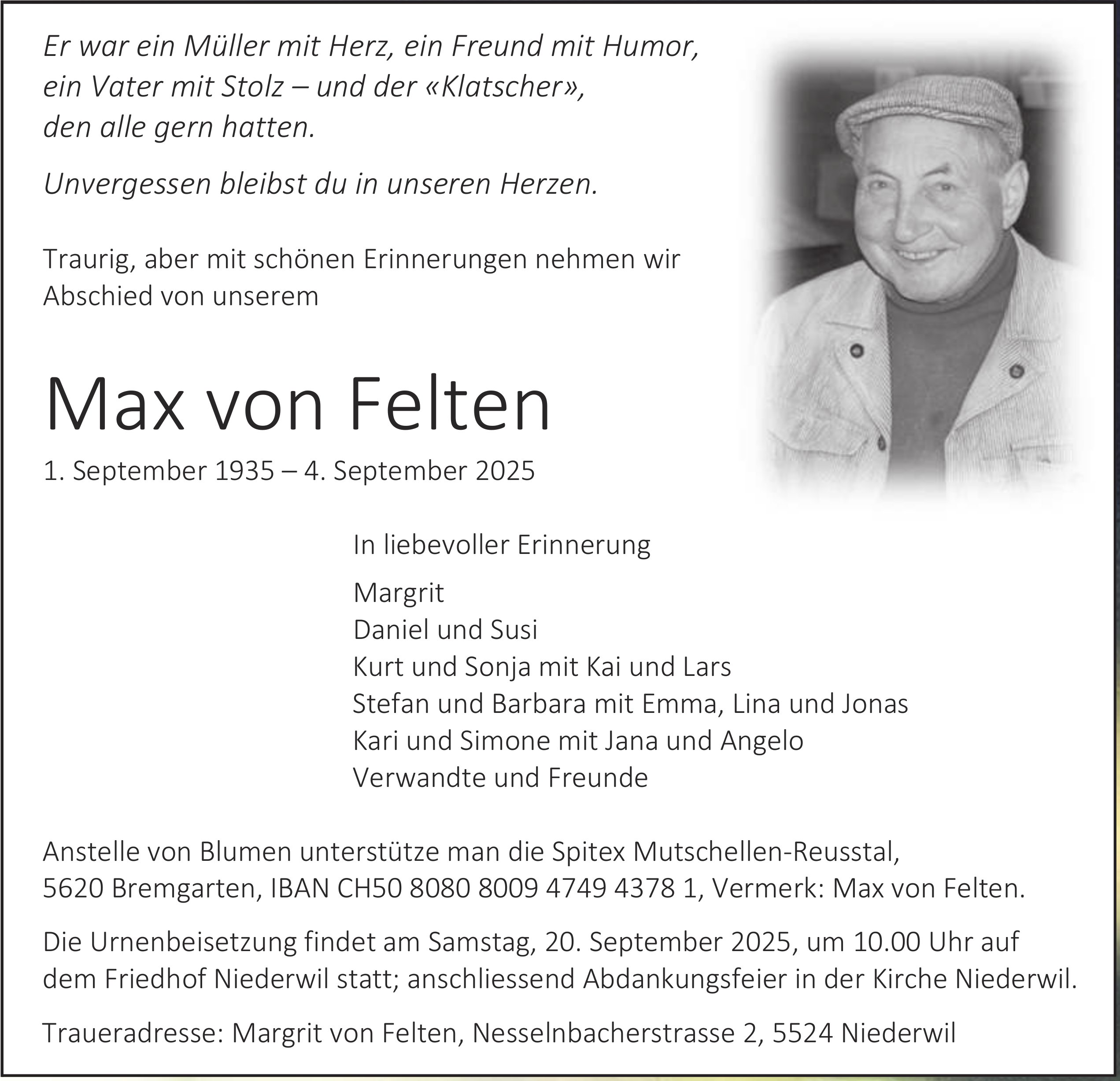 Max von Felten, September 2025 / TA