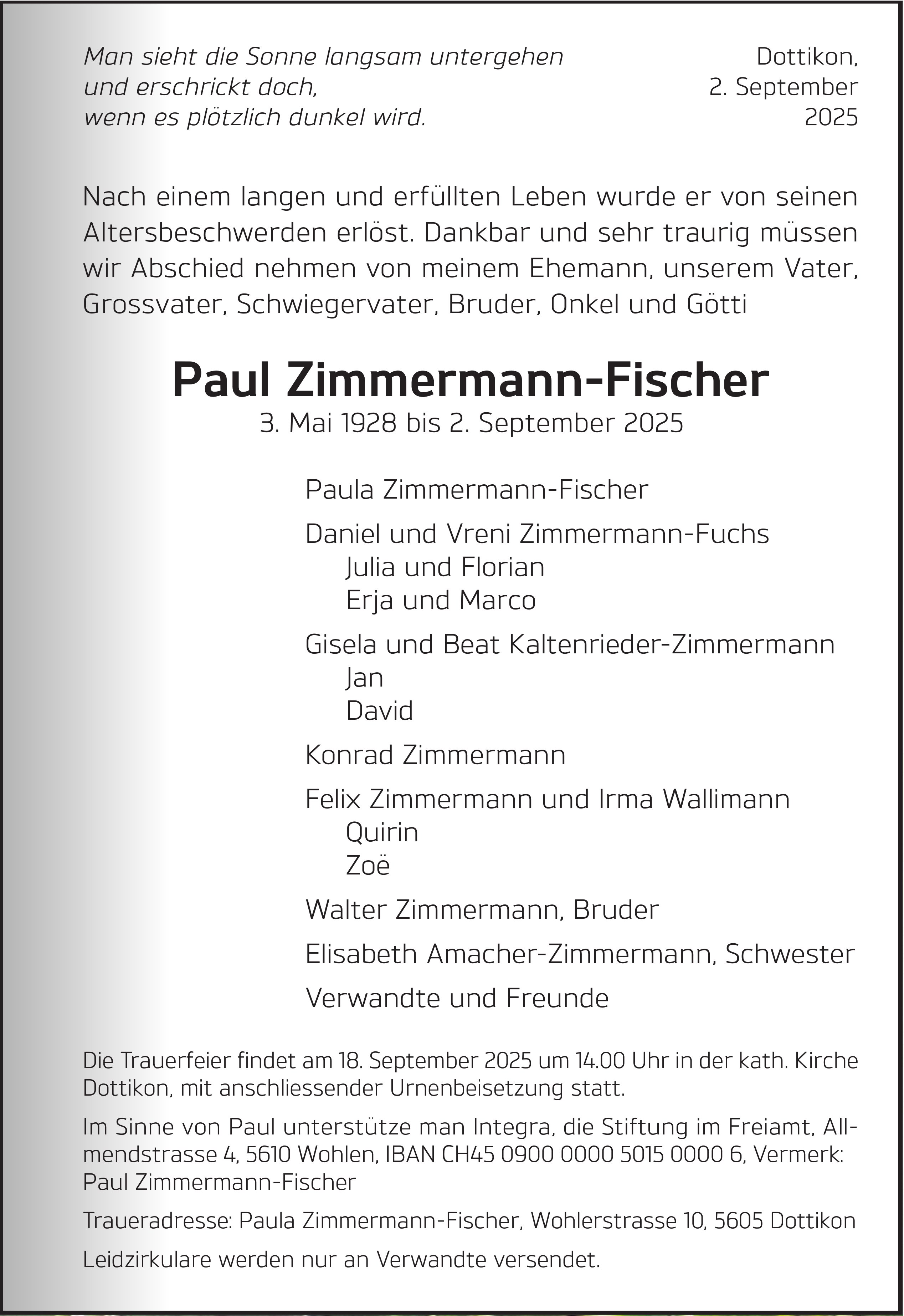 Paul Zimmermann-Fischer, September 2025 / TA
