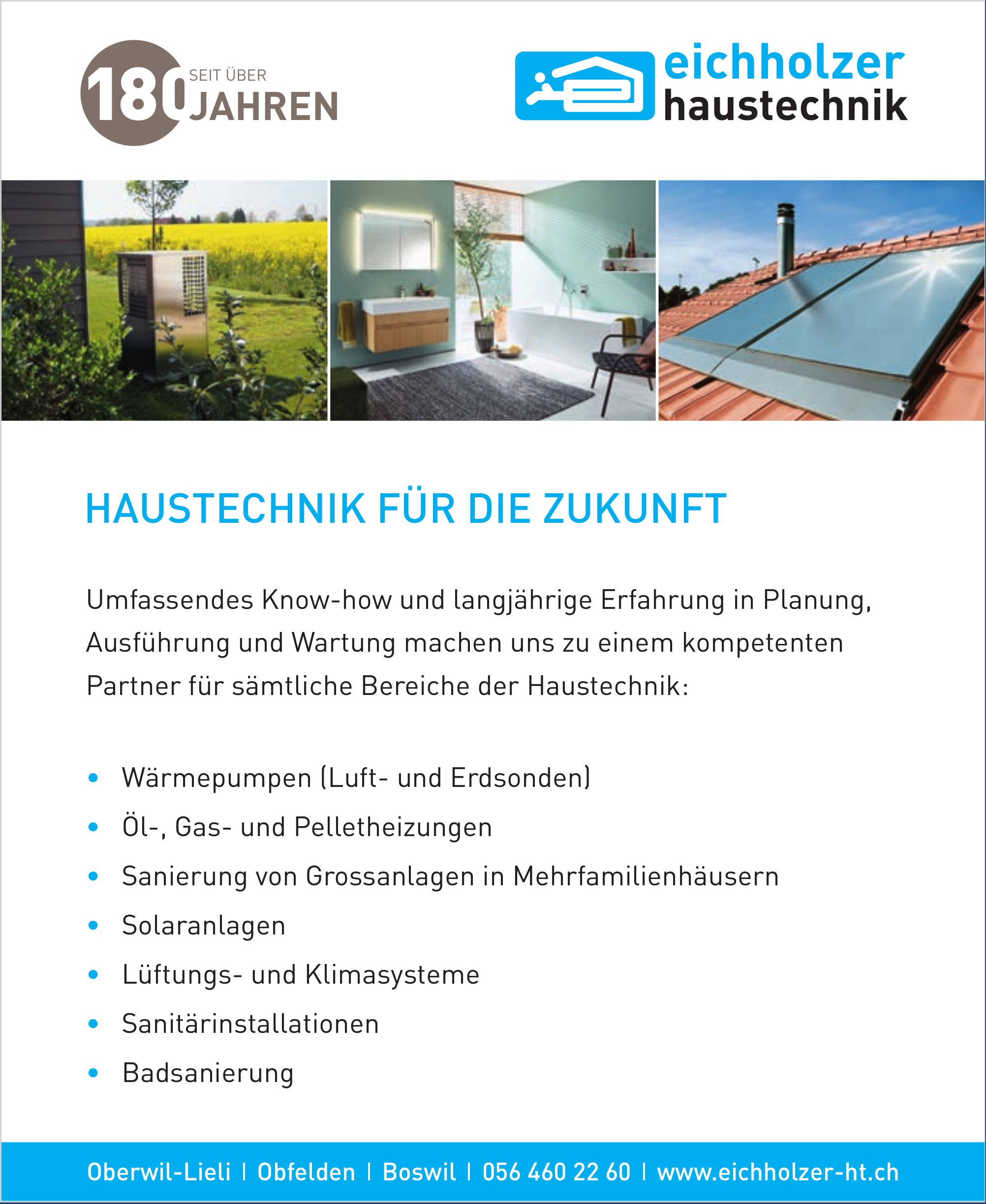 Eichholzer Haustechnik, Oberwil-Lieli |Obfelden | Boswil - Haustechnik für die Zukunft