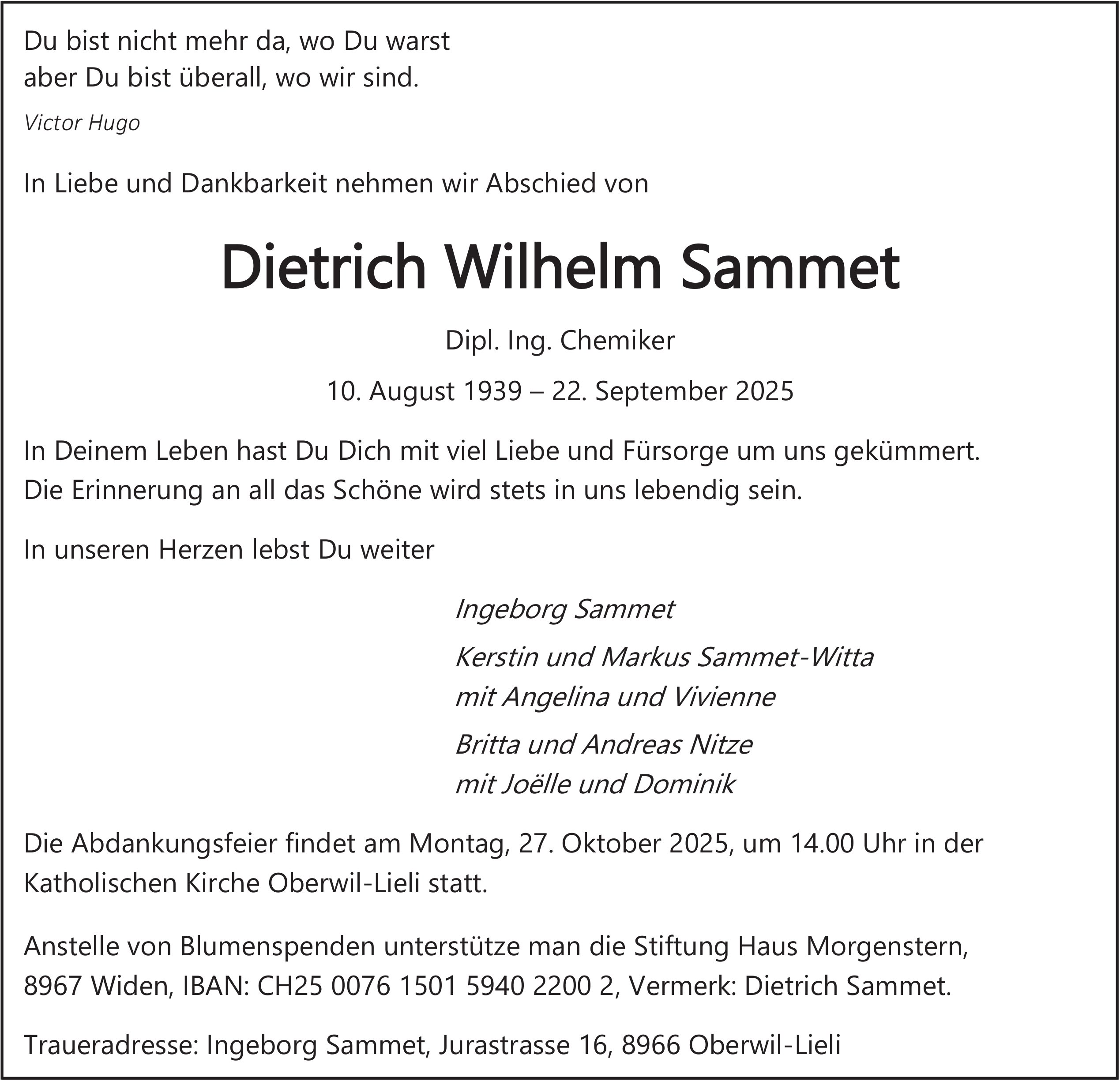 Dietrich Wilhelm Sammet, September 2025 / TA