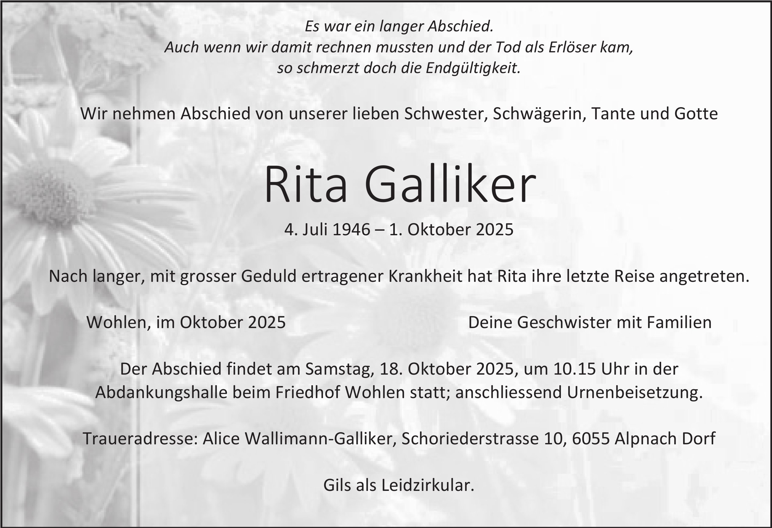 Rita Galliker, Oktober 2025 / TA