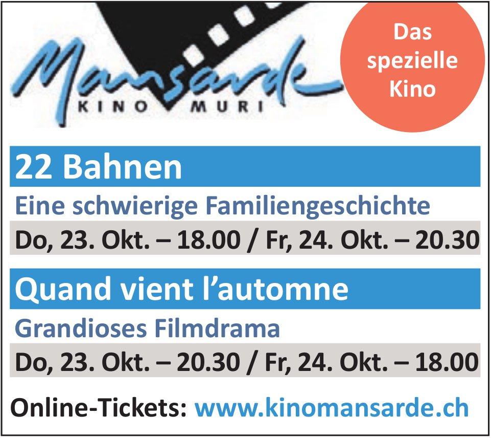 Programm, 23./24. Oktober, Kino Mansarde Muri
