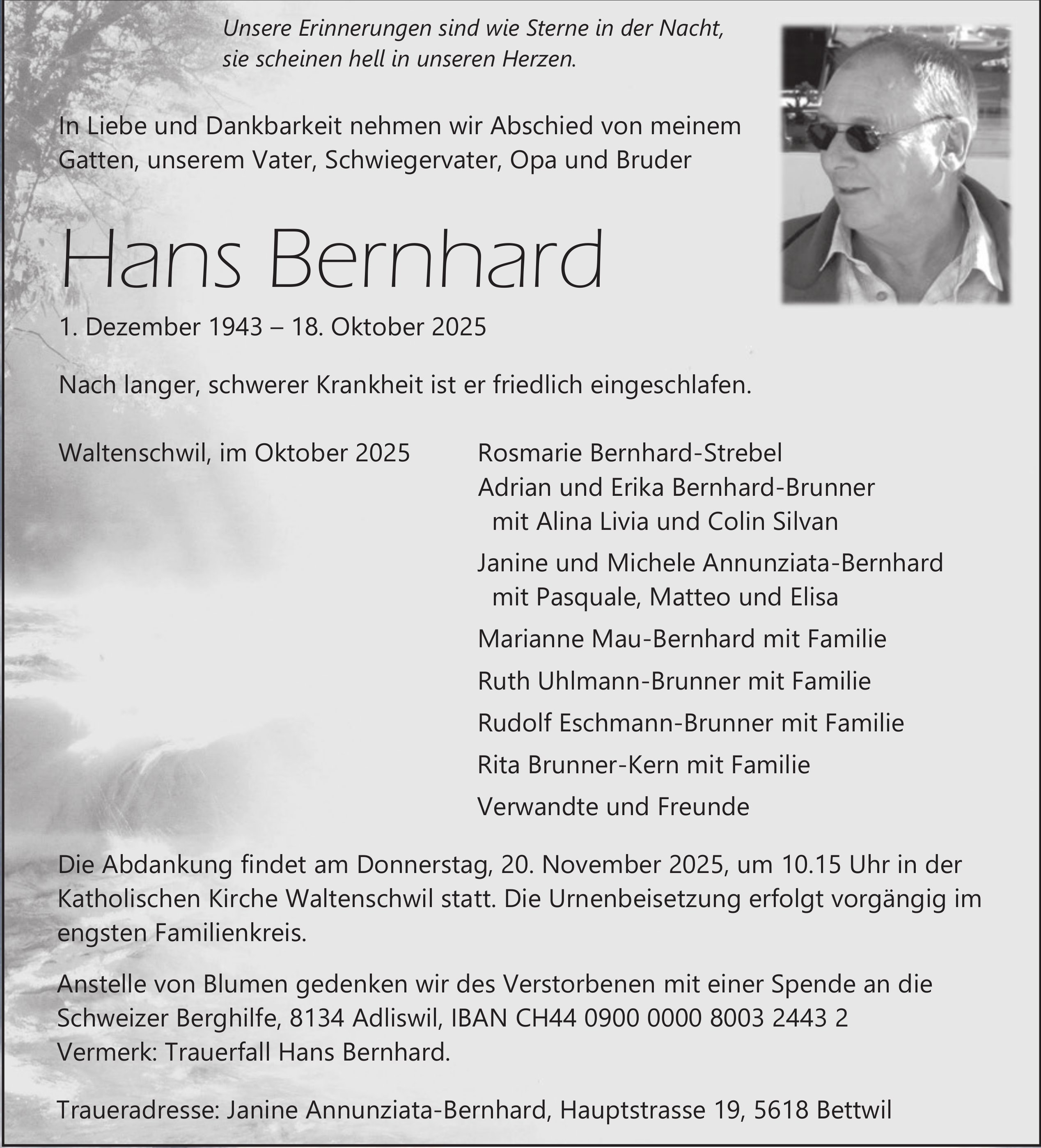 Hans Bernhard, Oktober 2025 / TA