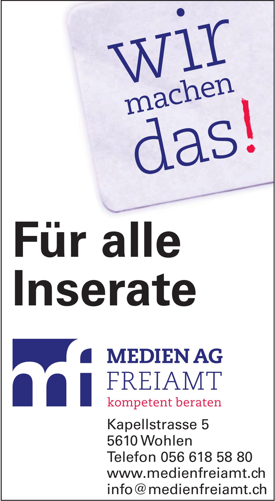 Medien AG Freiamt, Wohlen - Für alle Inserate