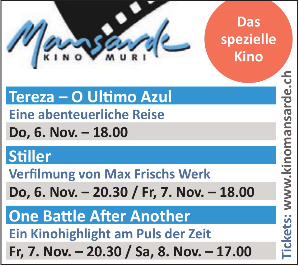 Kinomansarde - Programm, 6.-8. November