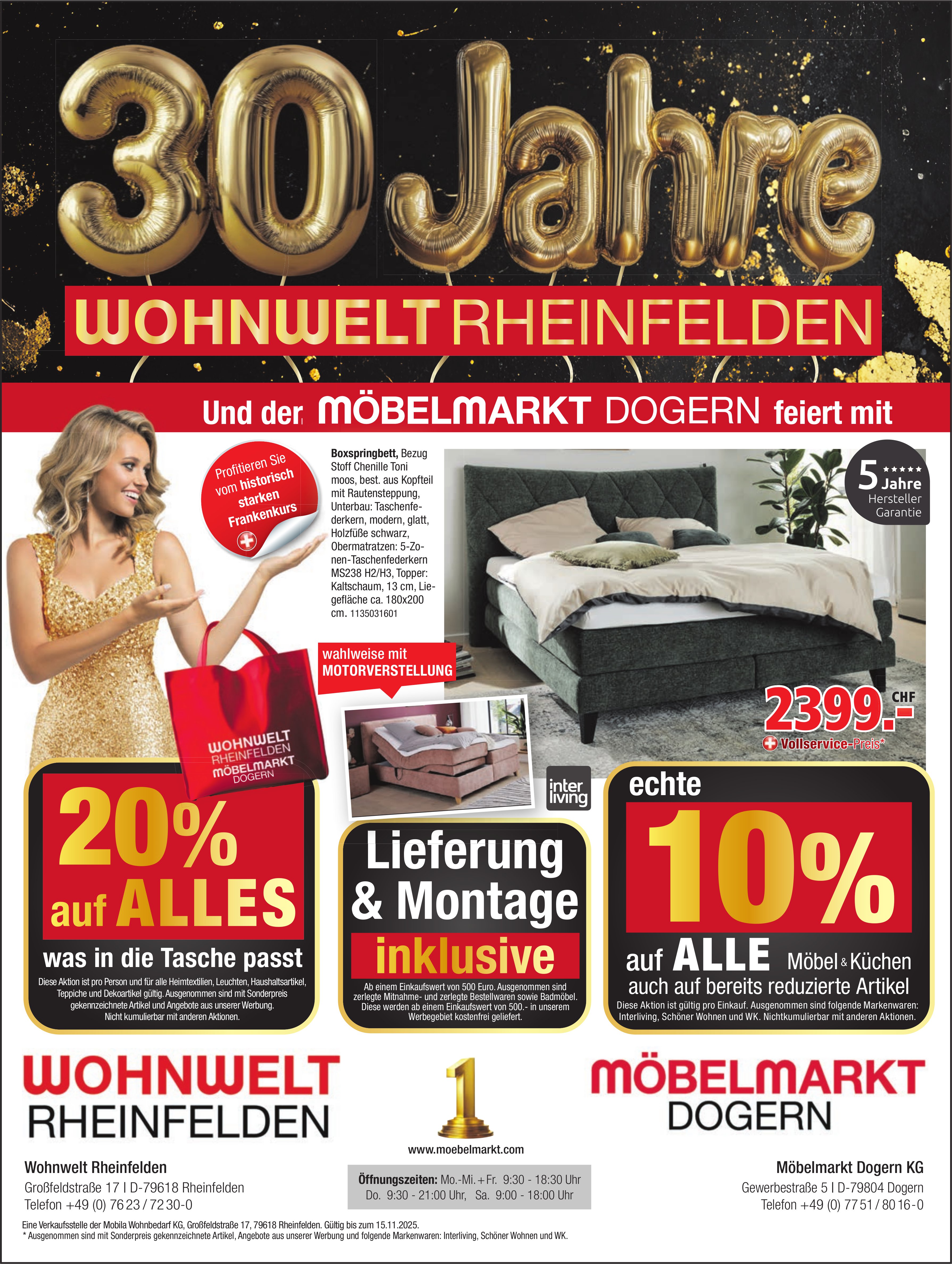 30 Jahre Wohnwelt Rheinfelden - und der Möbelmarkt Dogern feiert mit