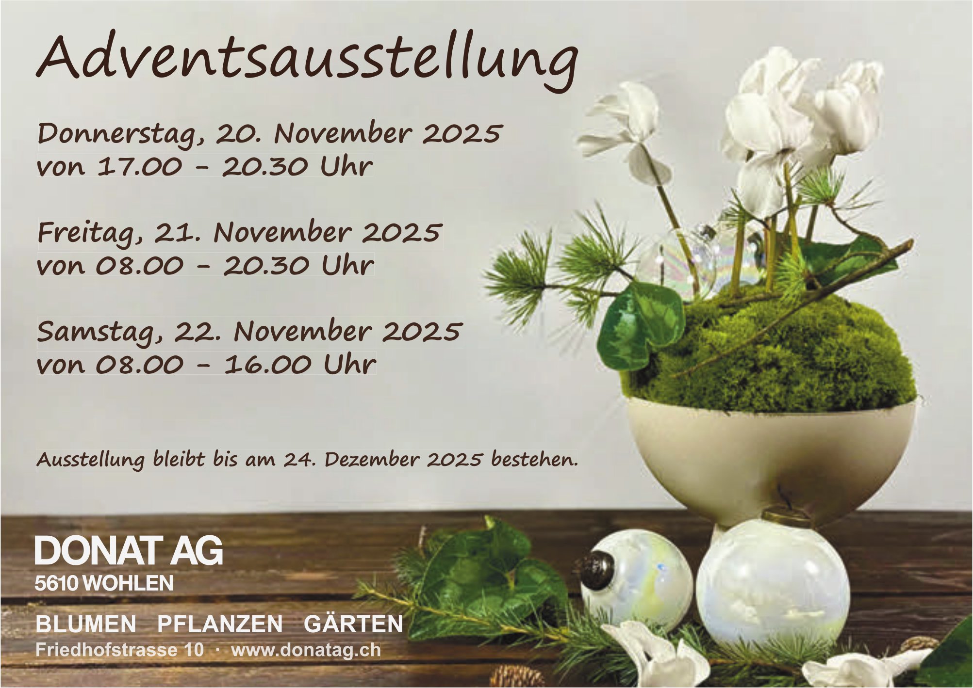 Adventsausstellung, 20./21./22. November, Donat AG