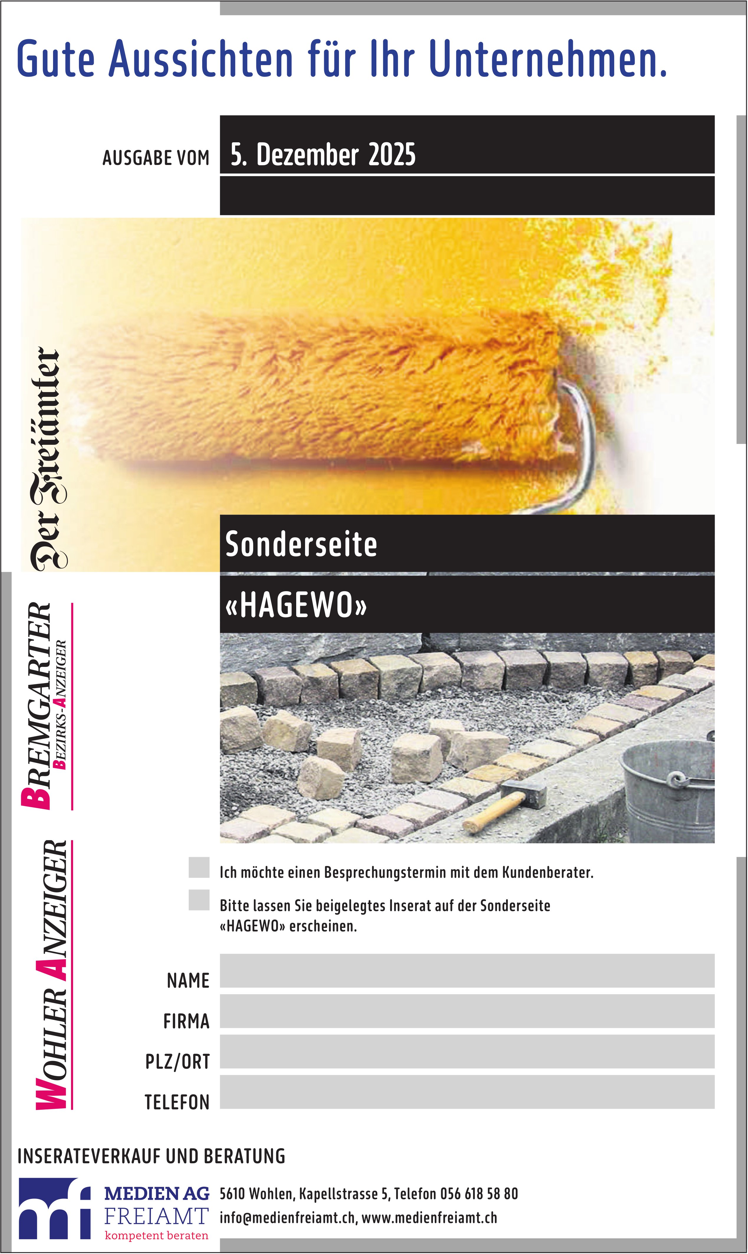Medien AG Freiamt, Sonderseite «HAGEWO» - Gute Aussichten für Ihr Unternehmen